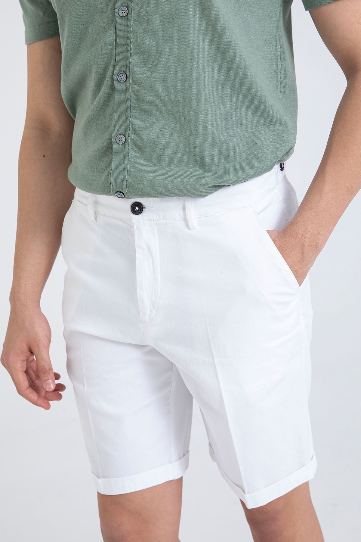 40 Weft Davidbe Regular Fit Yandan Cepli Şort