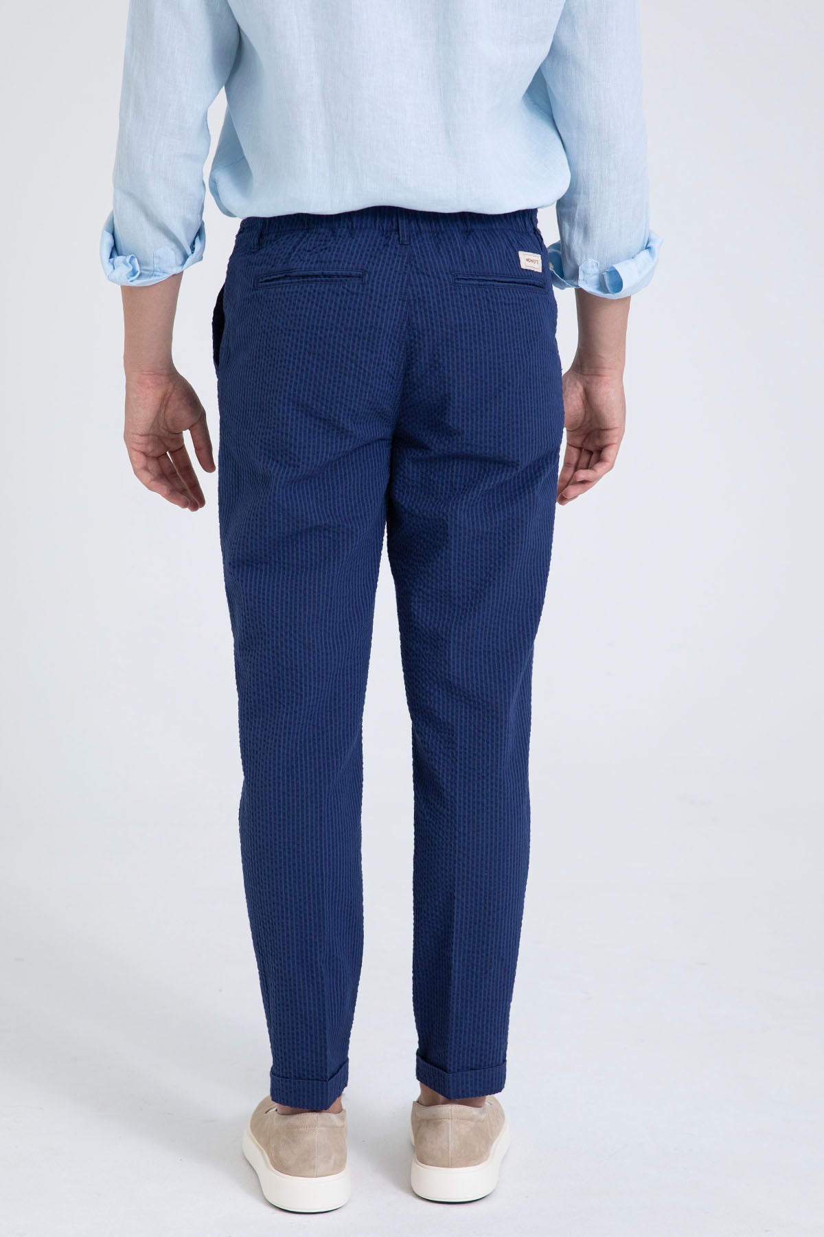 40 Weft Joec Seersucker Kumaş Tek Pile Yandan Cepli Pantolon