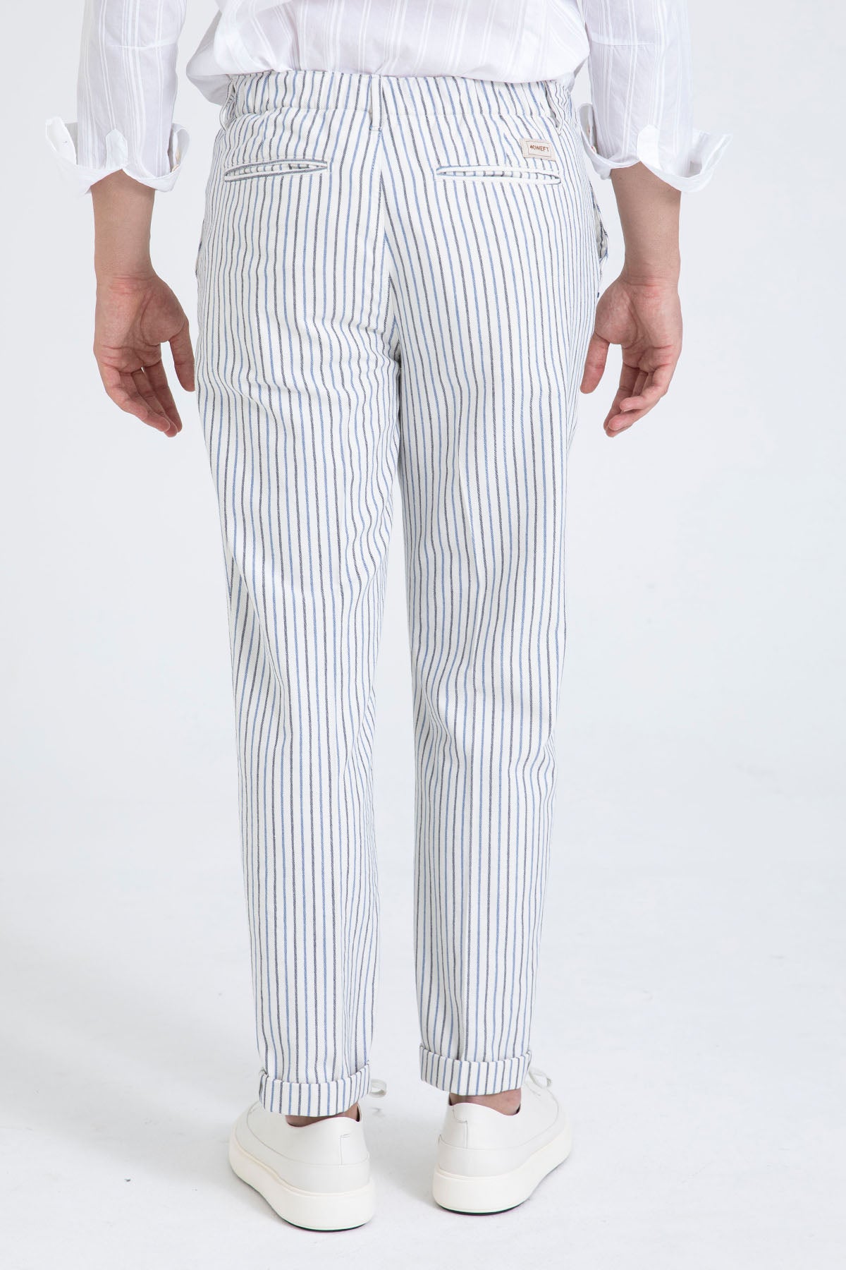 40 Weft Joec Çizgili Tek Pile Yandan Cepli Pantolon