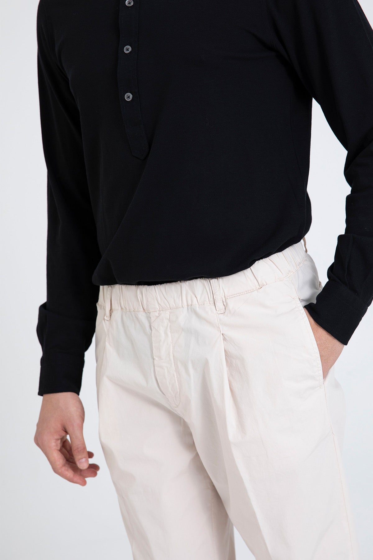 40 Weft Mike Beli Lastikli Tek Pile Yandan Cepli Pantolon