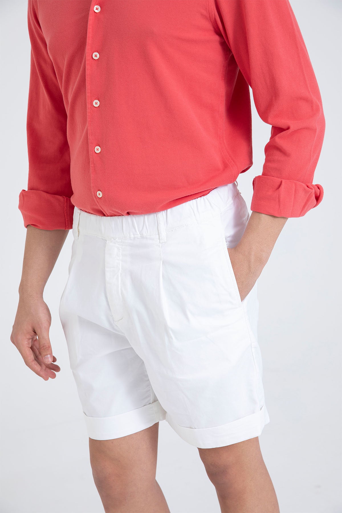 40 Weft Mike Beli Lastikli Tek Pile Yandan Cepli Şort