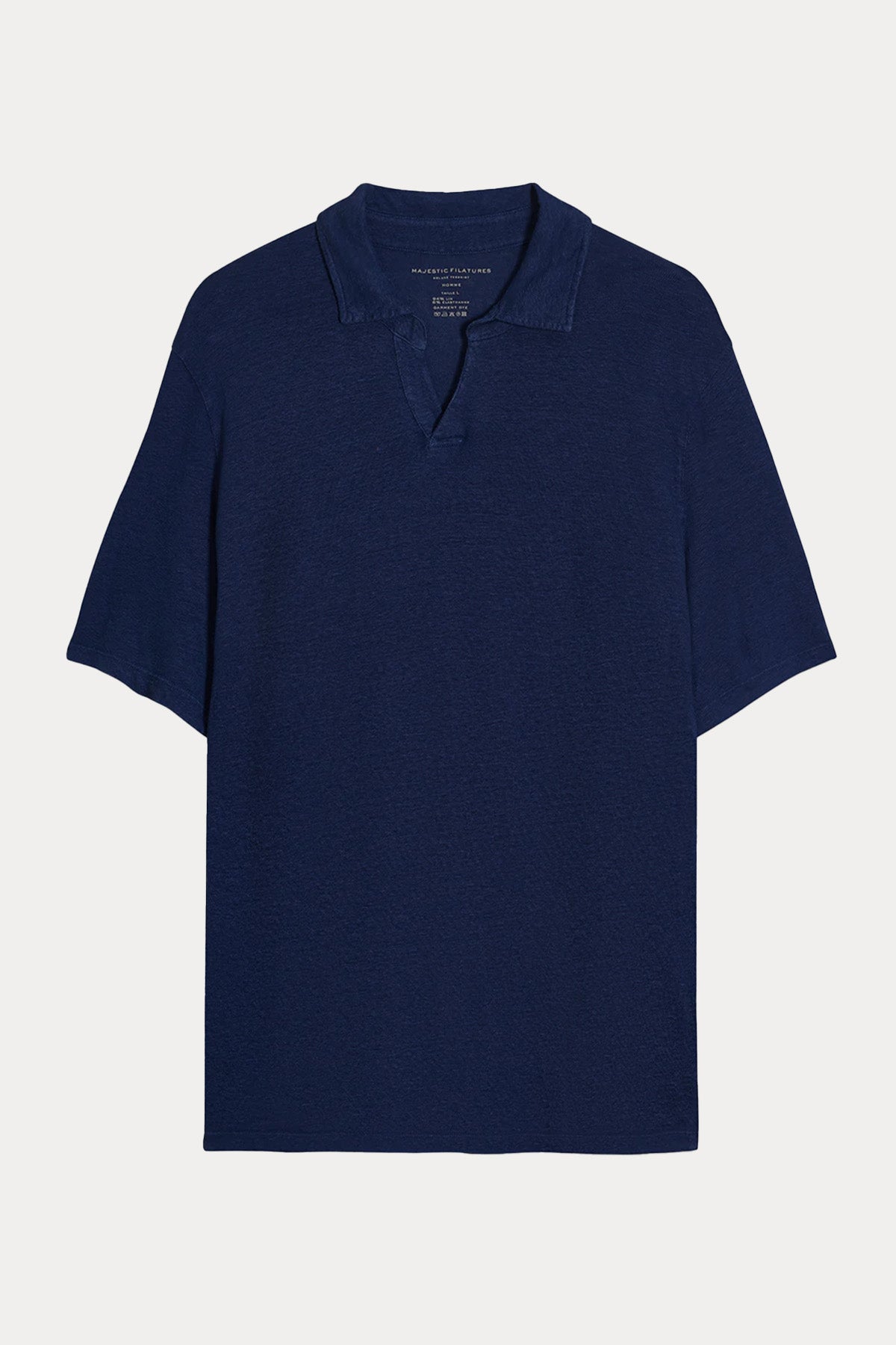 Majestic Relaxed Fit Polo Yaka Streç Keten T-shirt