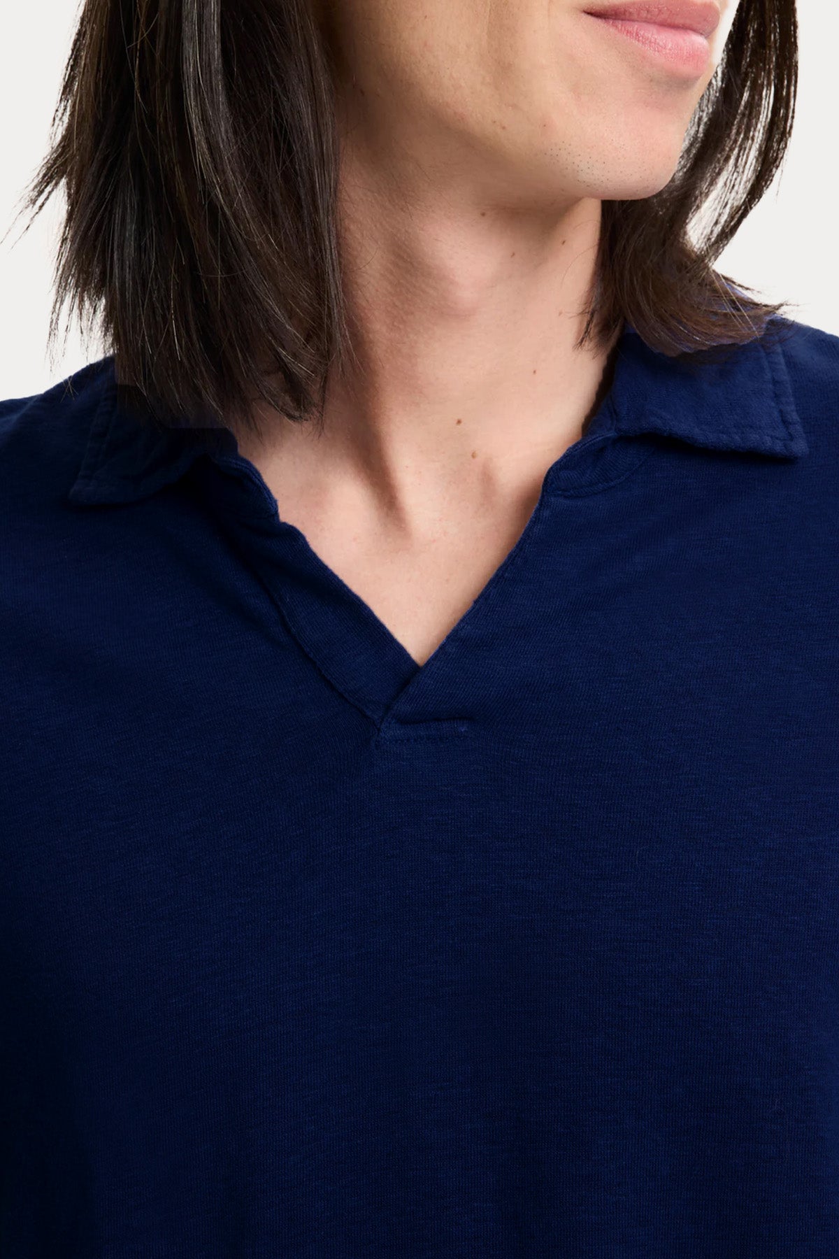 Majestic Relaxed Fit Polo Yaka Streç Keten T-shirt