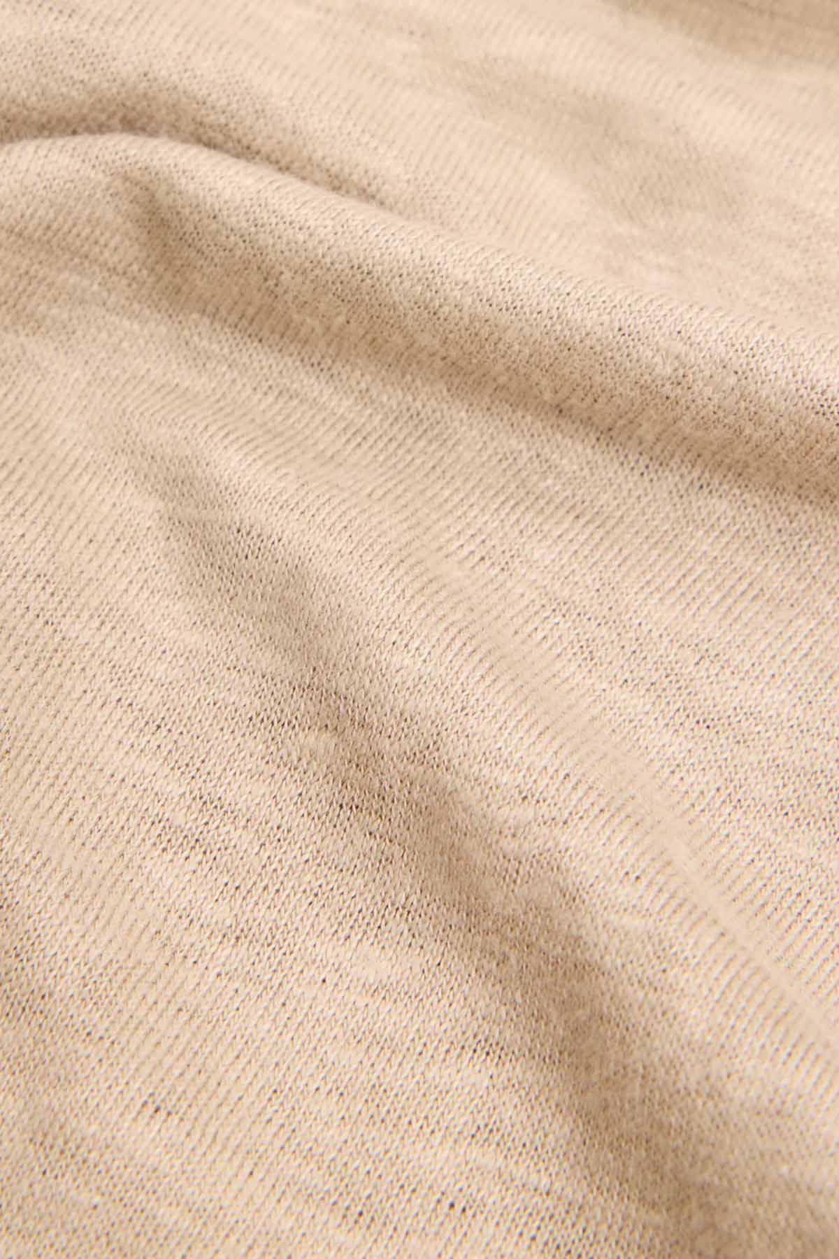 Majestic Relaxed Fit Hakim V Yaka Streç Keten T-shirt-T-shirt-Libas