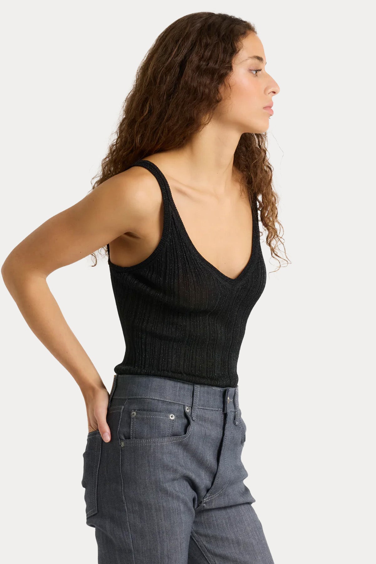 Majestic İnce Örgü Askılı Bluz