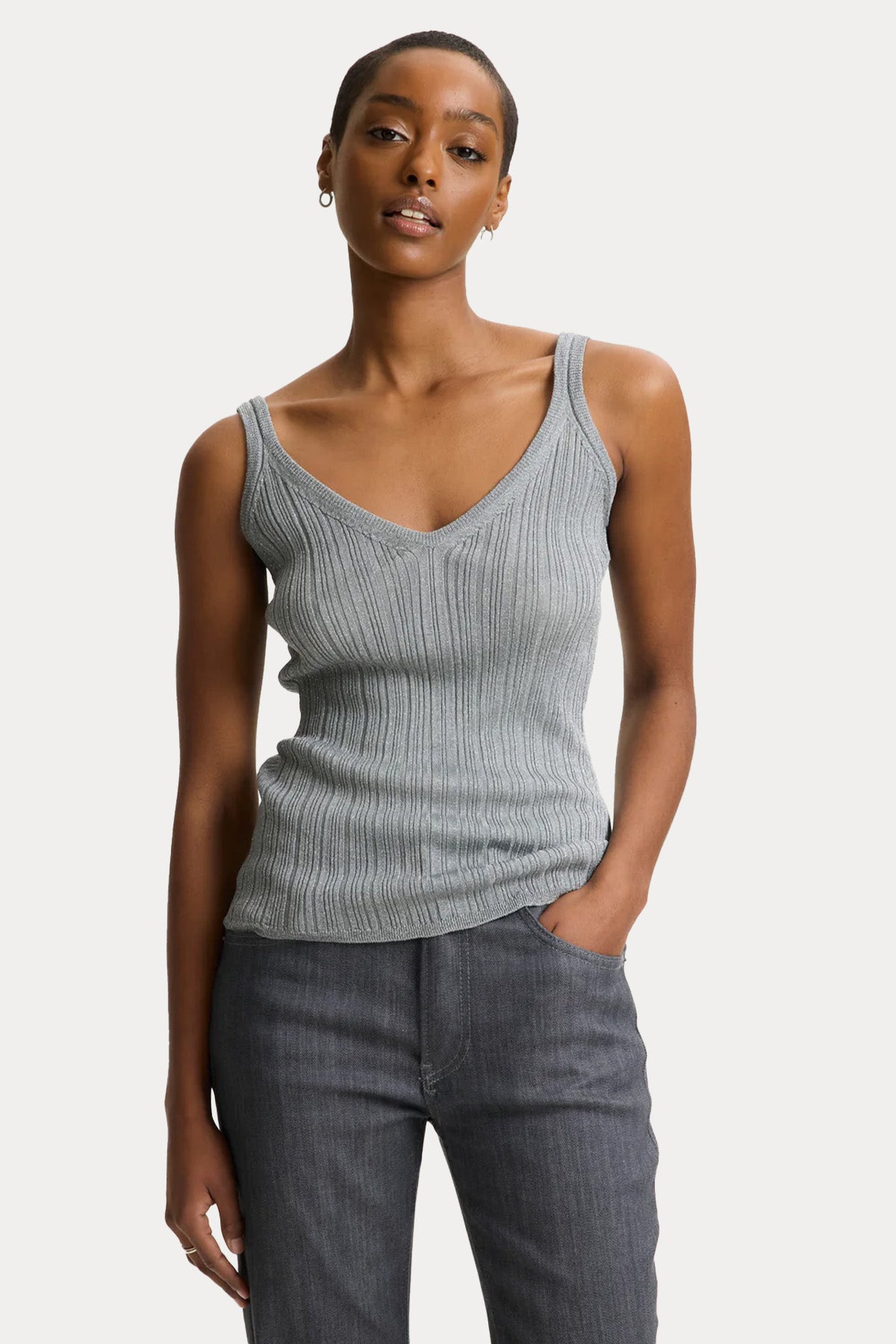 Majestic İnce Örgü Askılı Bluz