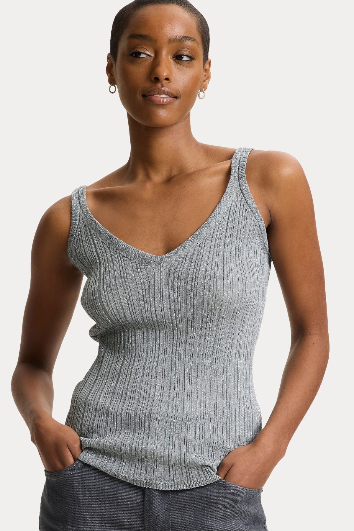 Majestic İnce Örgü Askılı Bluz