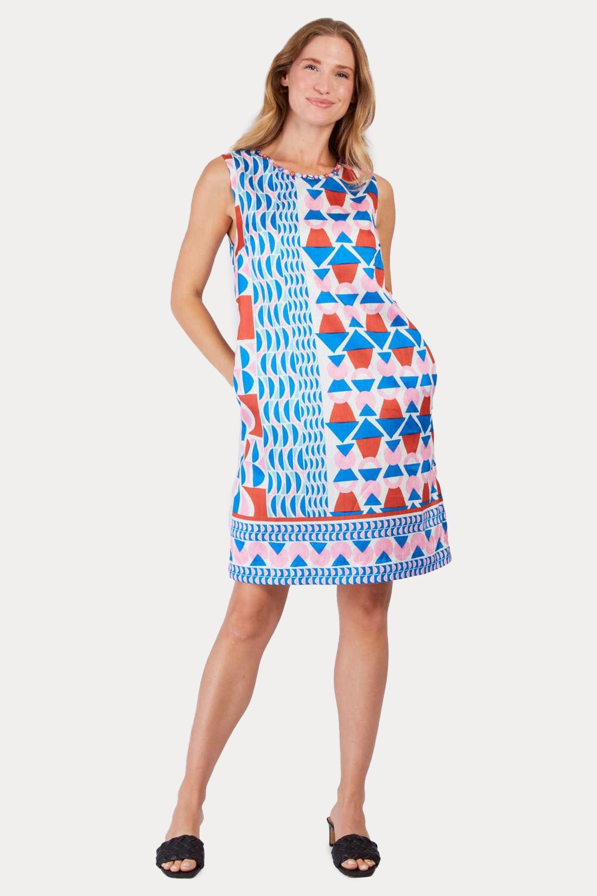 Rene Derhy Pinede Geometrik Desenli Mini Elbise