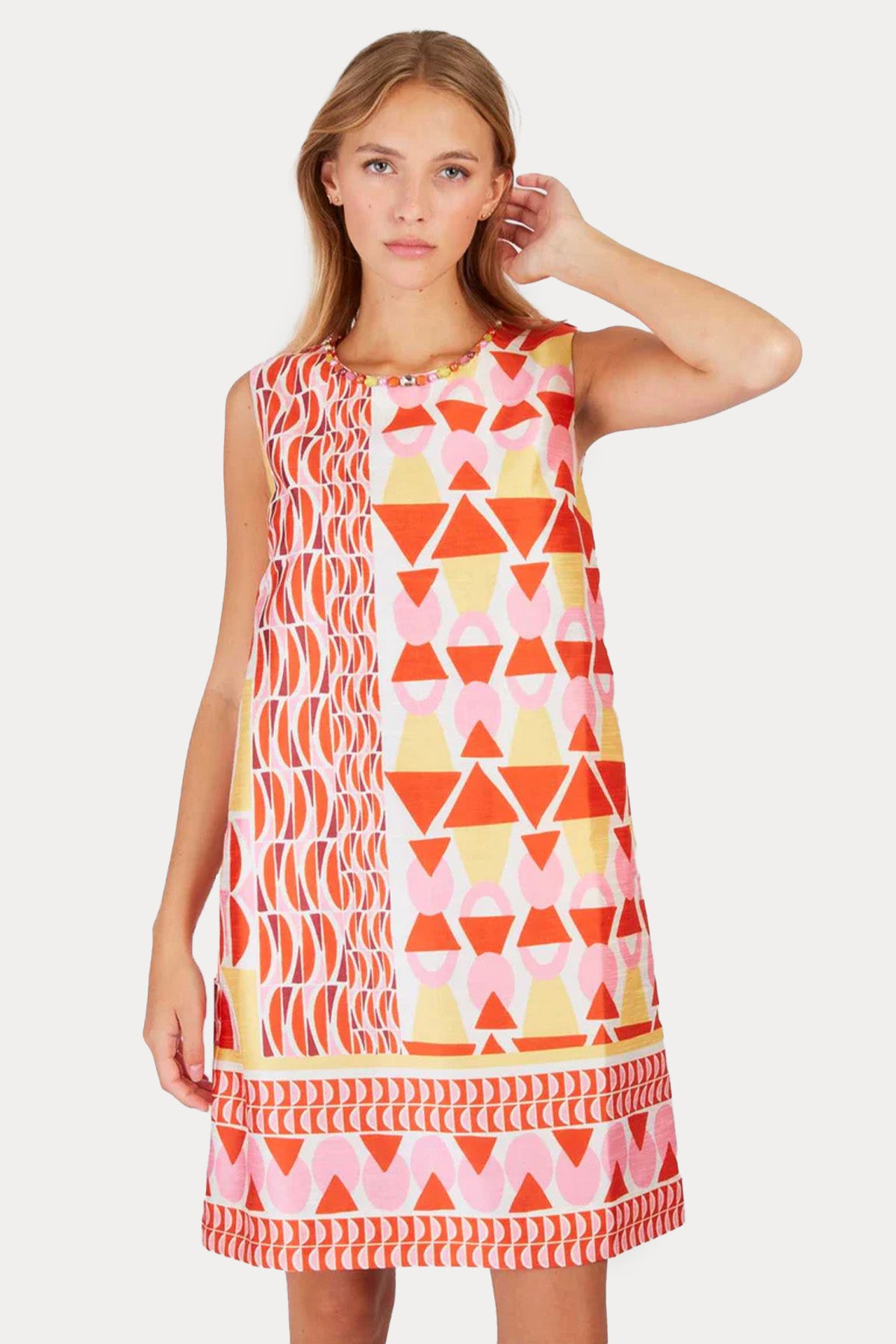 Rene Derhy Pinede Geometrik Desenli Mini Elbise