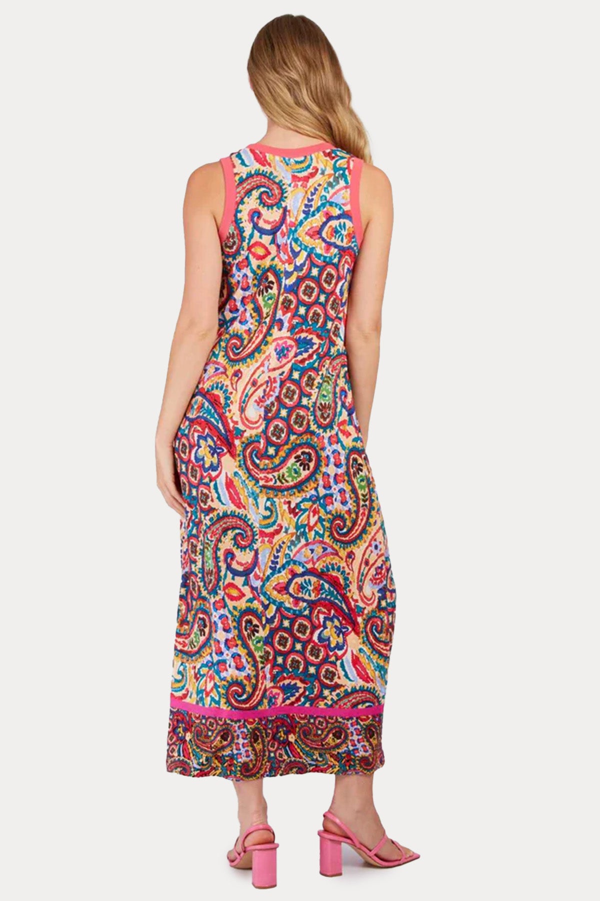 Rene Derhy Pyrgos Yuvarlak Yaka Etnik Desenli Maxi Elbise