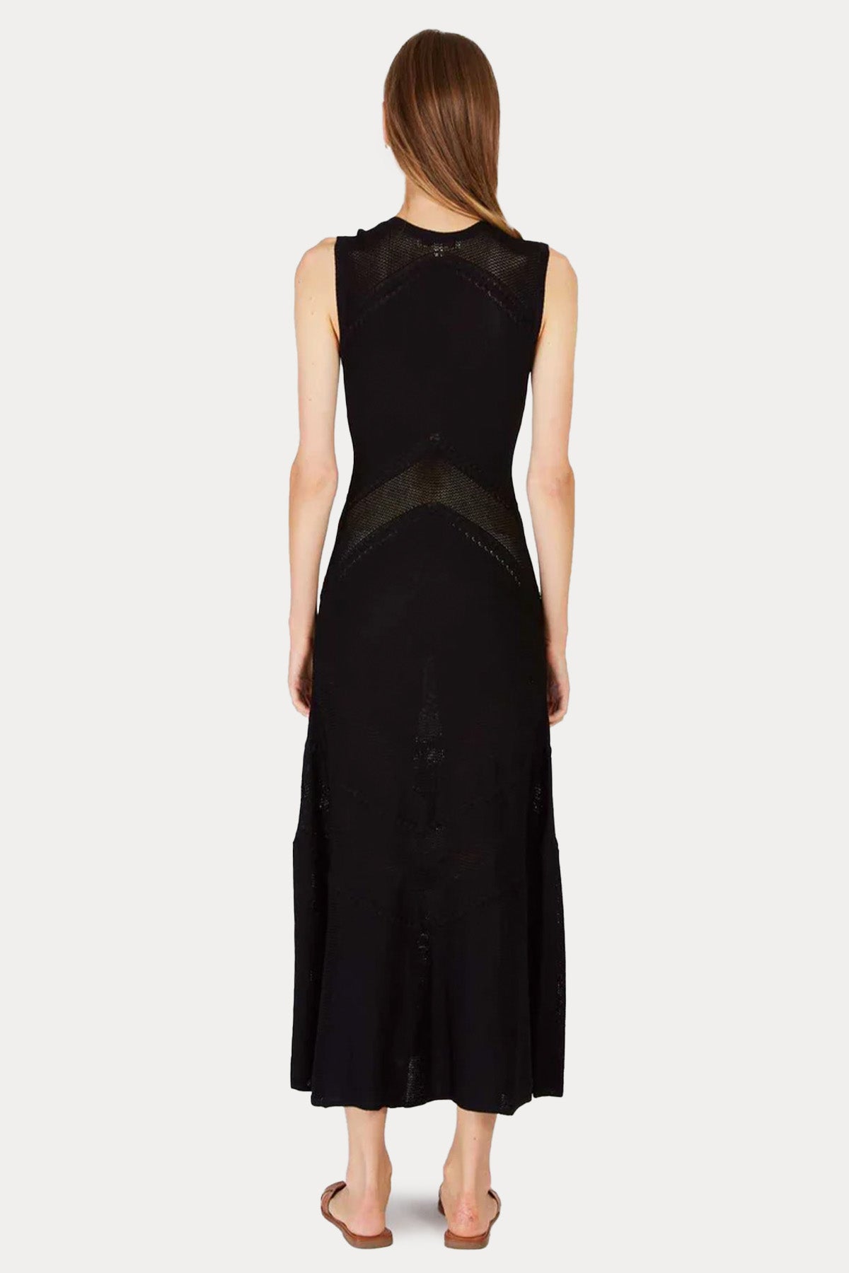 Rene Derhy Xanadu V Yaka Dantel Nakışlı Maxi Örgü Elbise