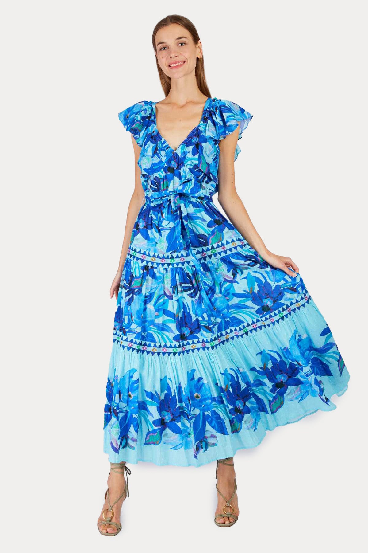 Rene Derhy Philomena Renkli Desenli Maxi Elbise