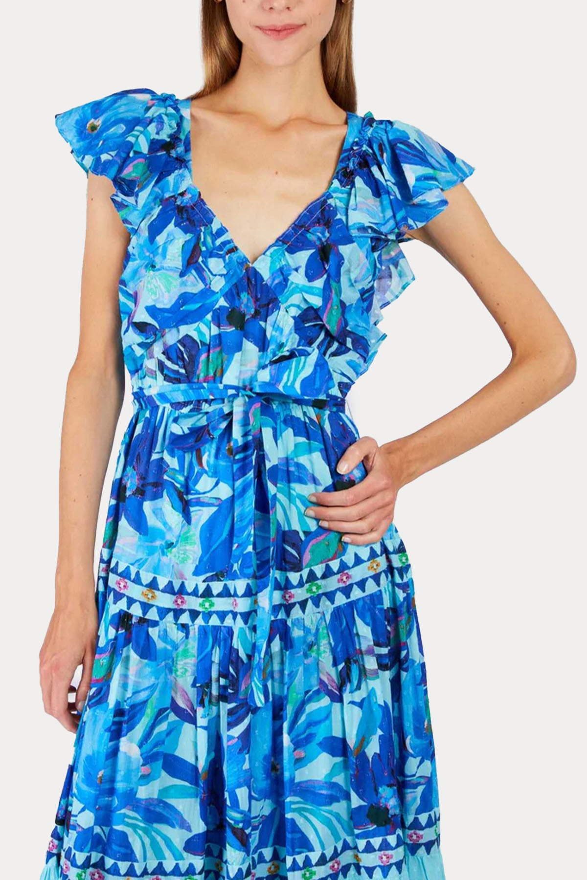 Rene Derhy Philomena Renkli Desenli Maxi Elbise