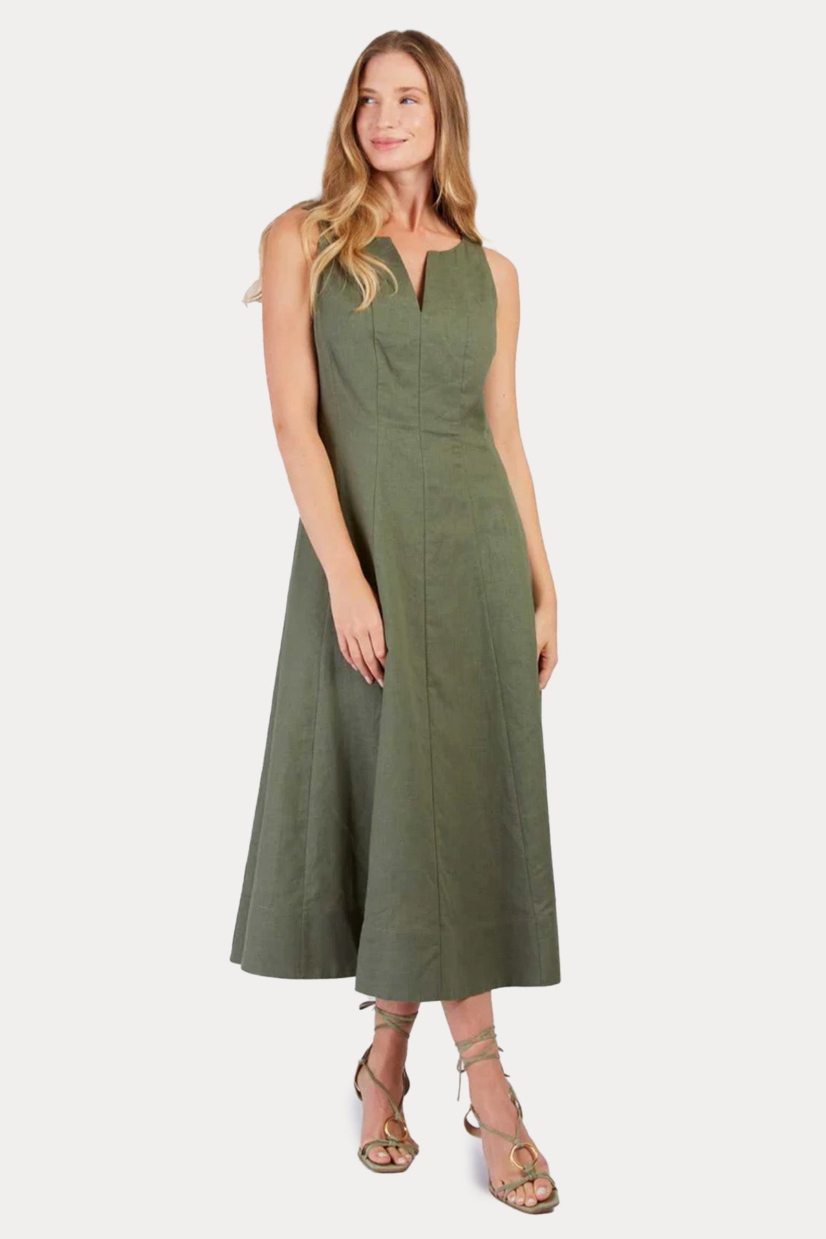 Rene Derhy Cameleon Midi Keten Elbise