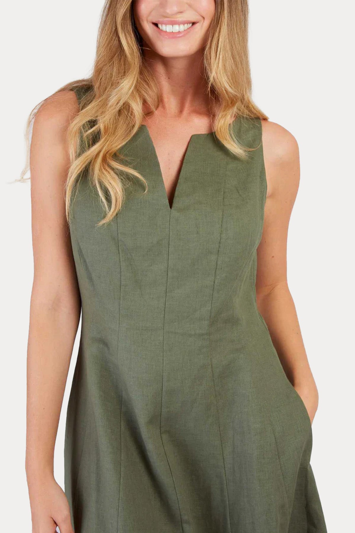 Rene Derhy Cameleon Midi Keten Elbise