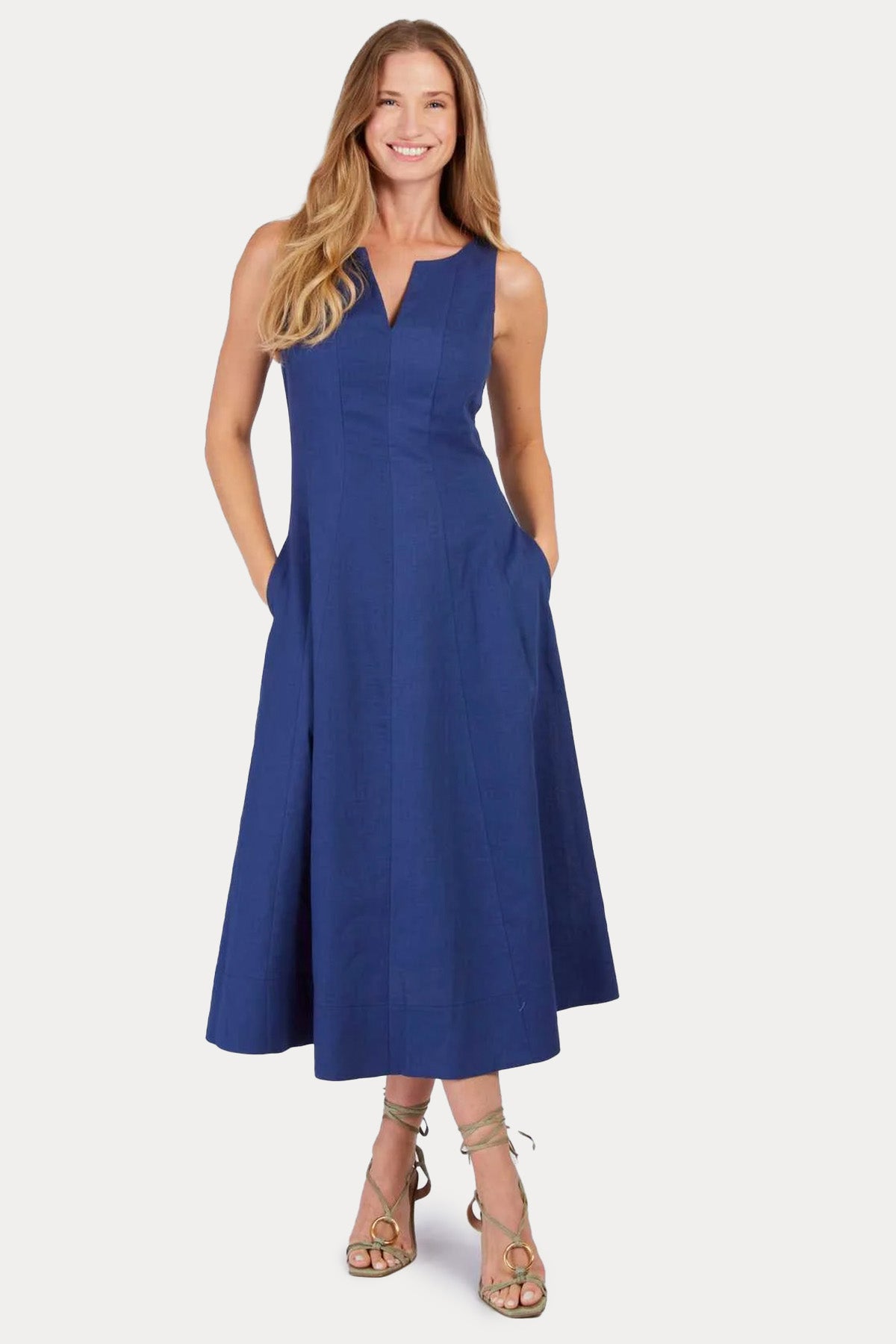 Rene Derhy Cameleon Midi Keten Elbise