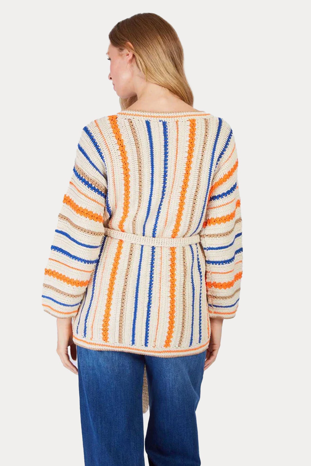 Rene Derhy Firmine Renkli Örgü Kemerli Triko Ceket