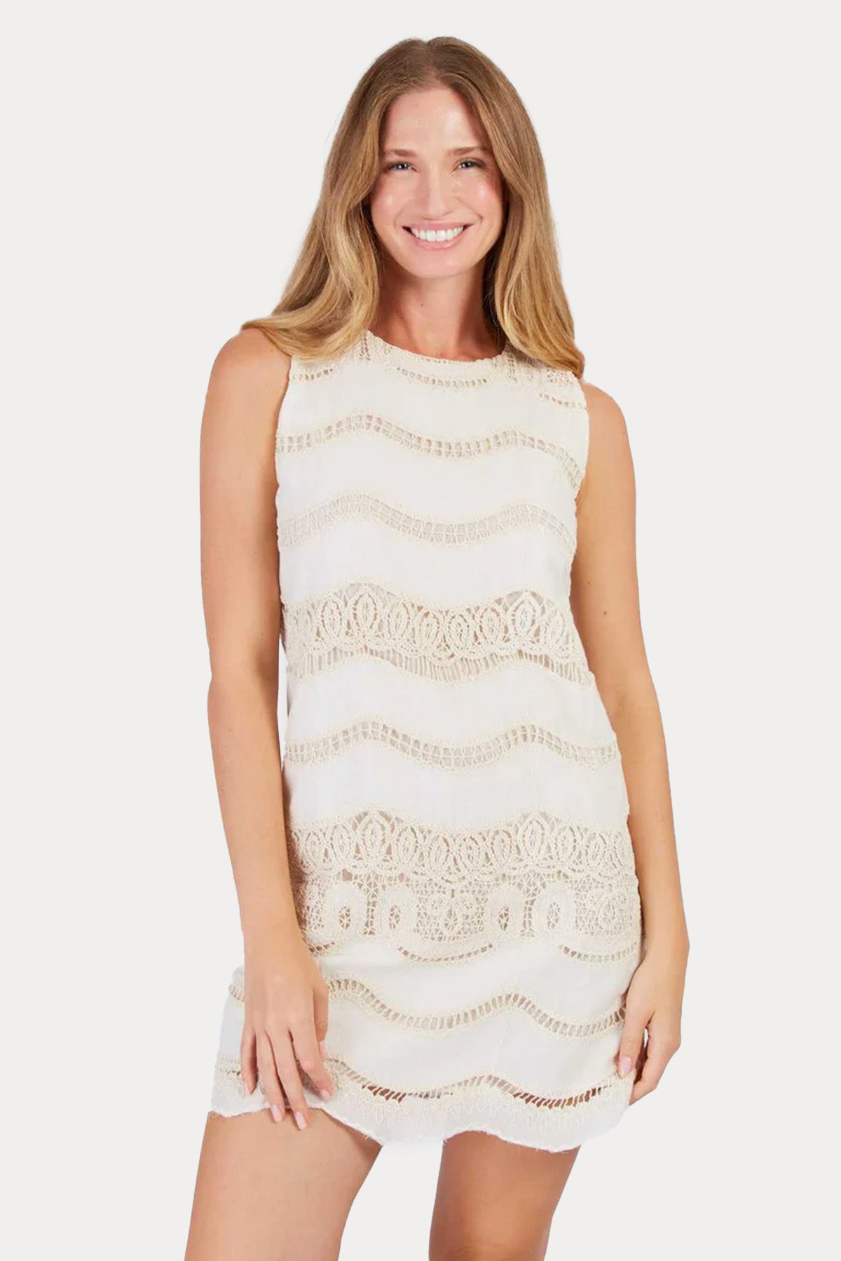 Rene Derhy Carla Straight Fit Dantel Nakışlı Mini Elbise