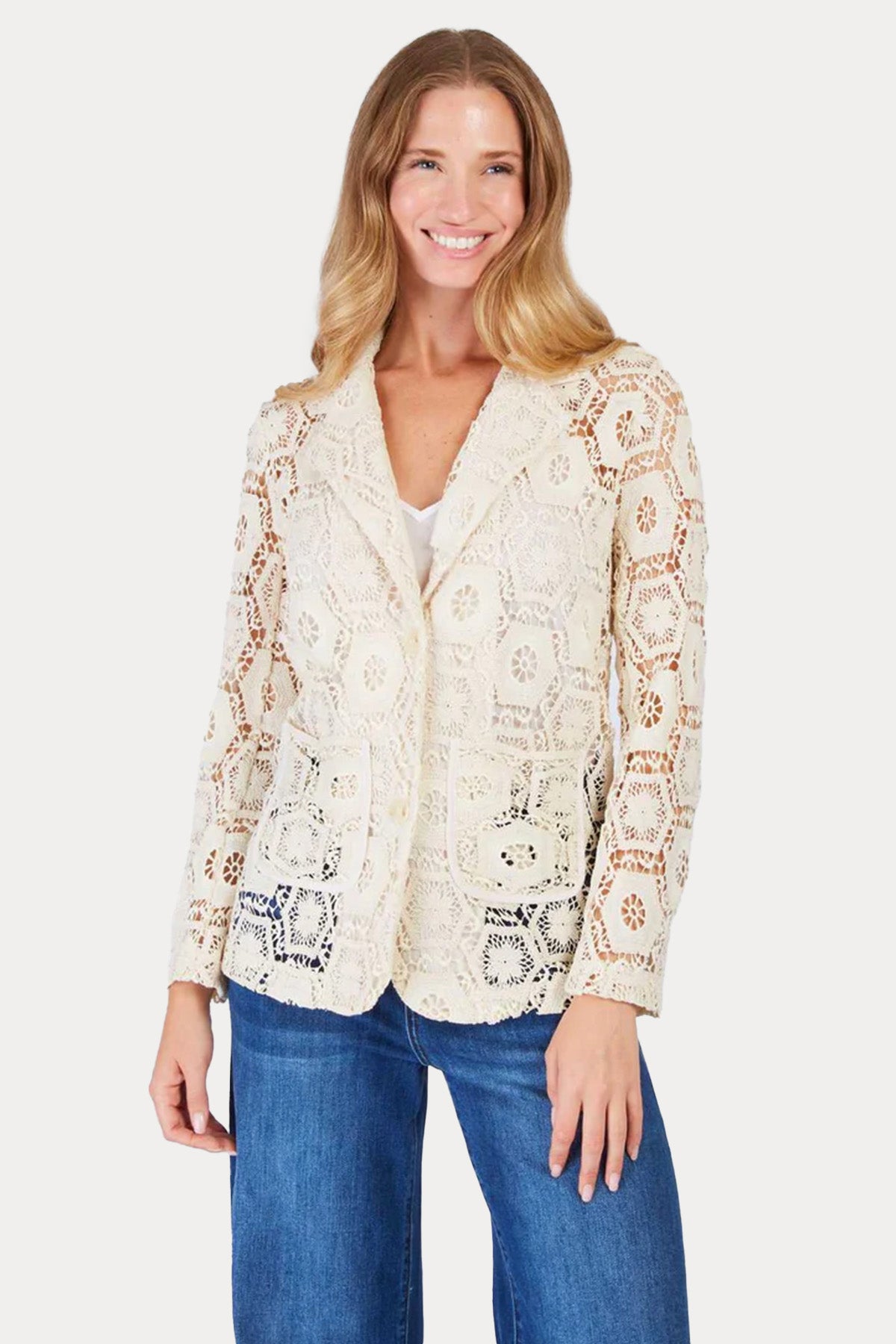 Rene Derhy Jonas Classic Tailored Lazer Kesim Dantel Nakış Blazer Ceket