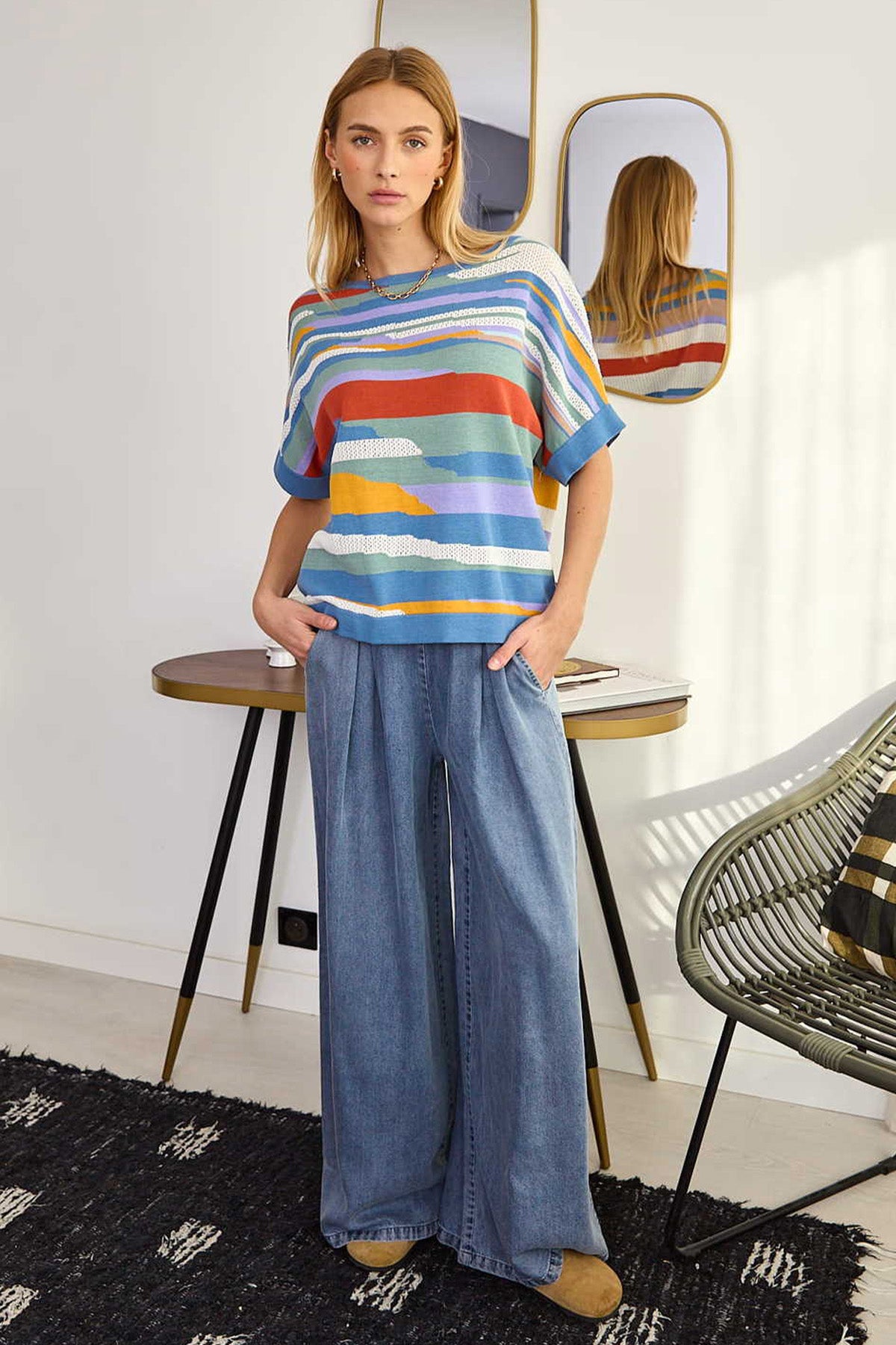 Rene Derhy Effie Geniş Kesim Lazer Delikli Triko