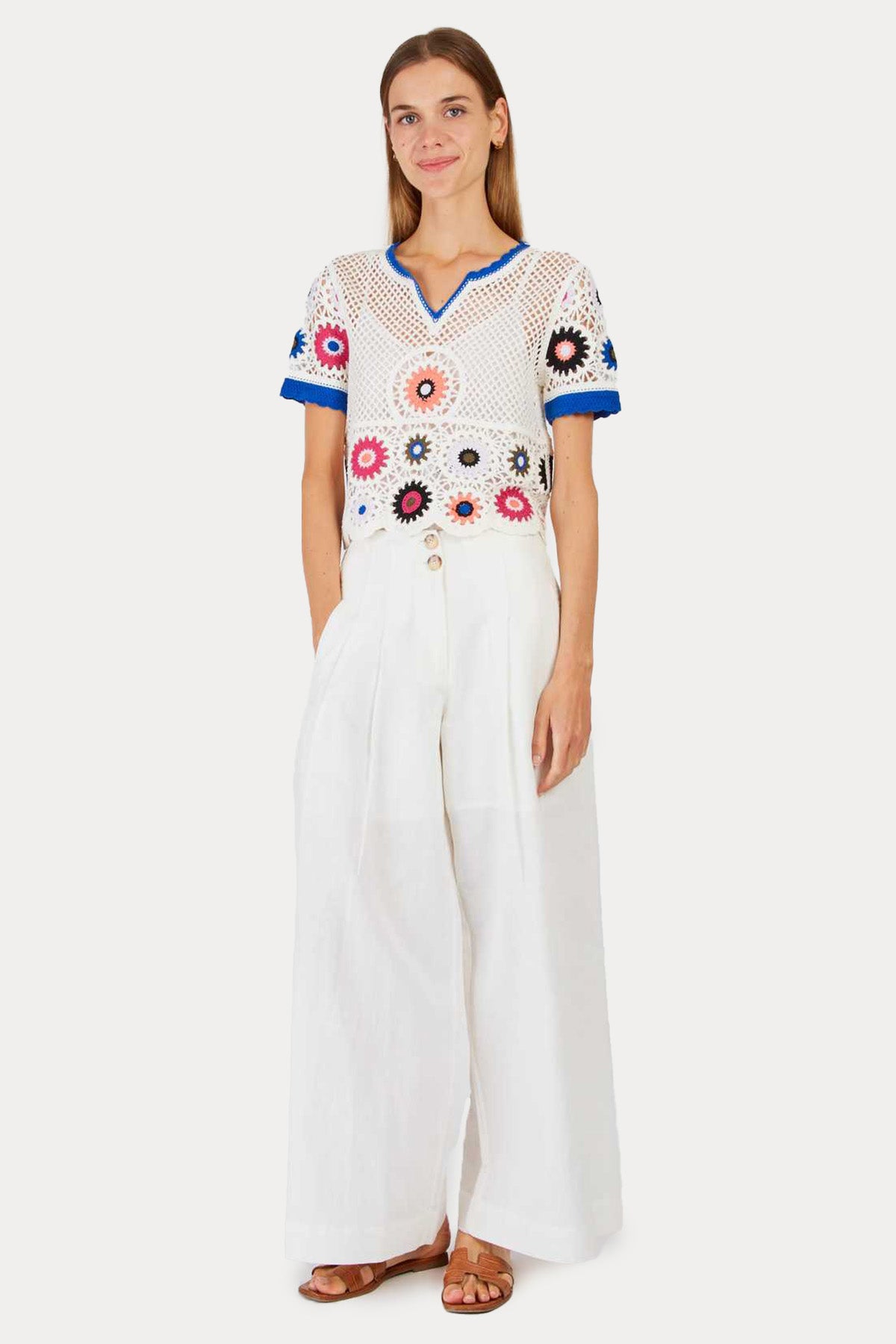 Rene Derhy Eden Renkli Nakış Desenli Örgü Triko