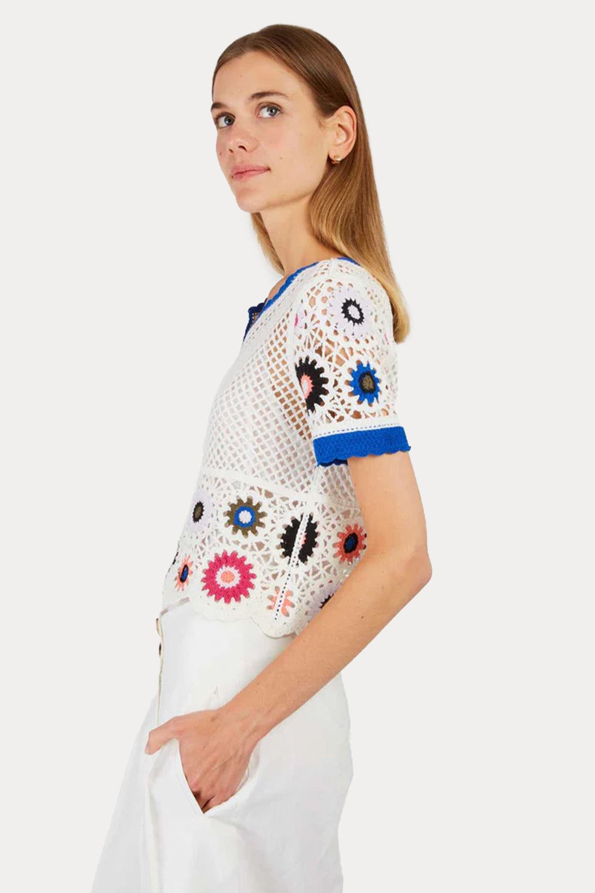 Rene Derhy Eden Renkli Nakış Desenli Örgü Triko