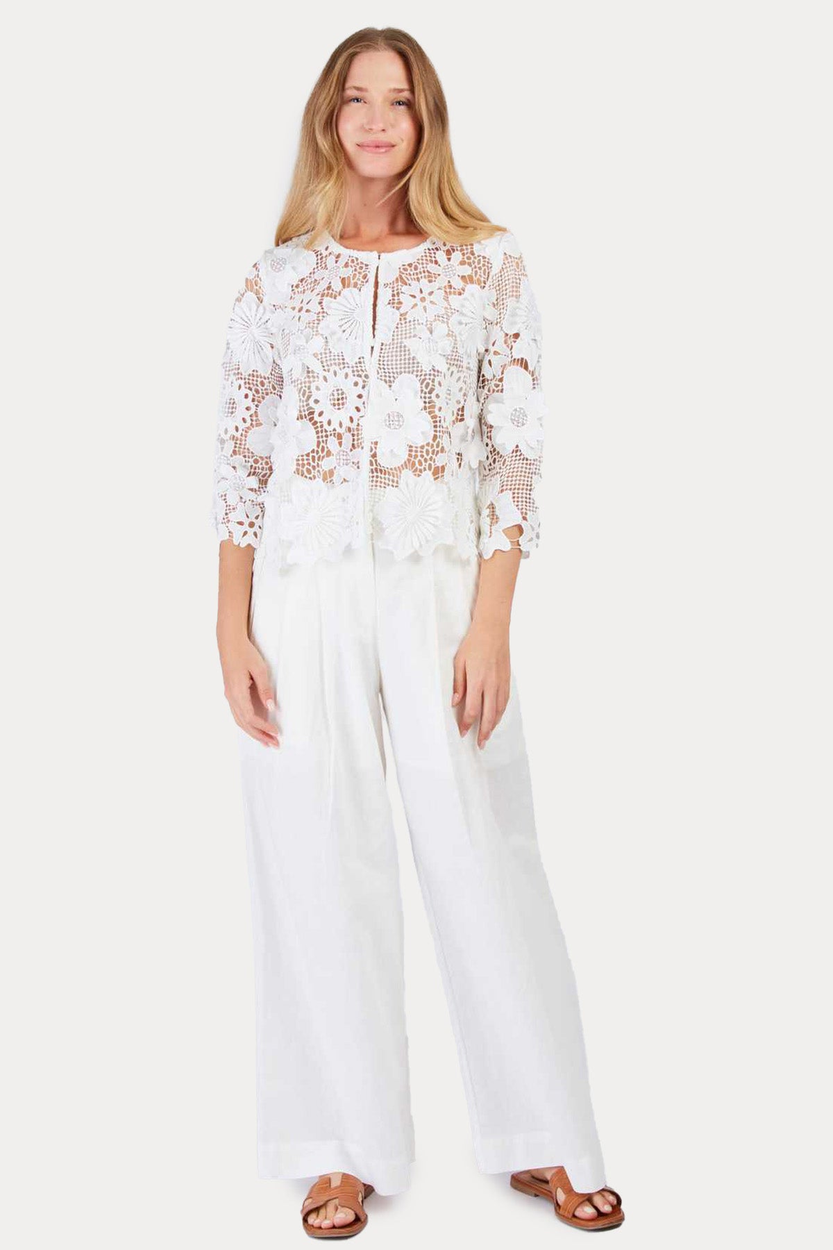 Rene Derhy Jeannette Lazer Kesim Dantel Nakışlı Triko Ceket