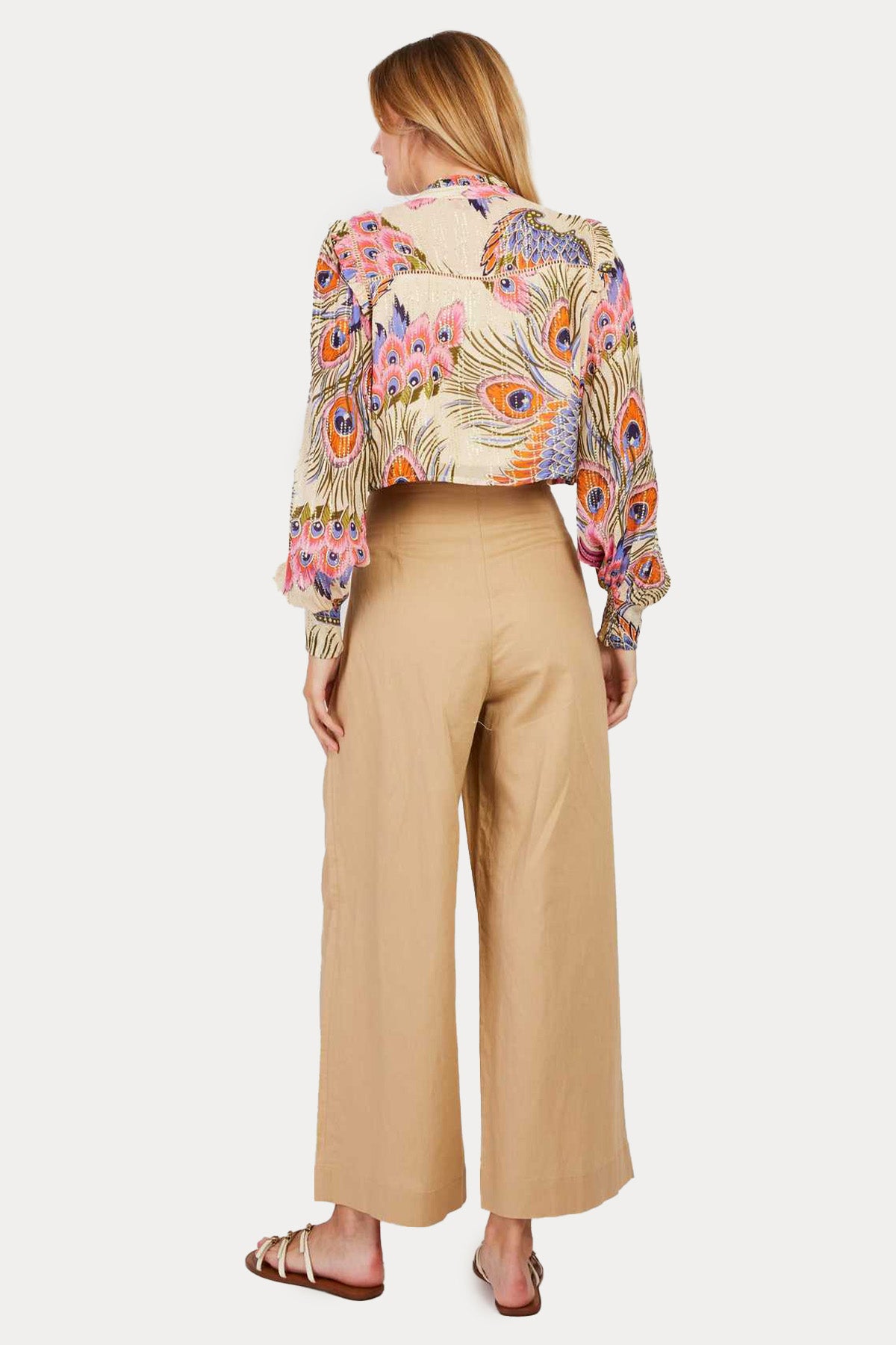 Rene Derhy Daisy Relaxed Fit Çift Pile Yandan Cepli Keten Pantolon