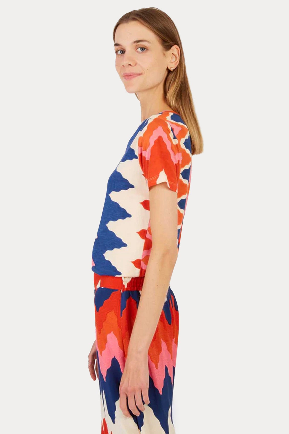 Rene Derhy Zorba Classic Fit Zikzak Renkli T-shirt