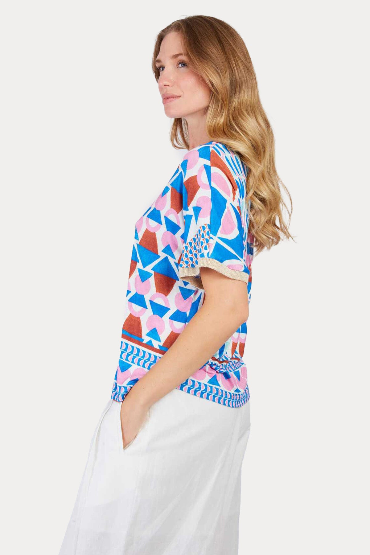 Rene Derhy Zamora Loose Fit Geometrik Desenli T-shirt