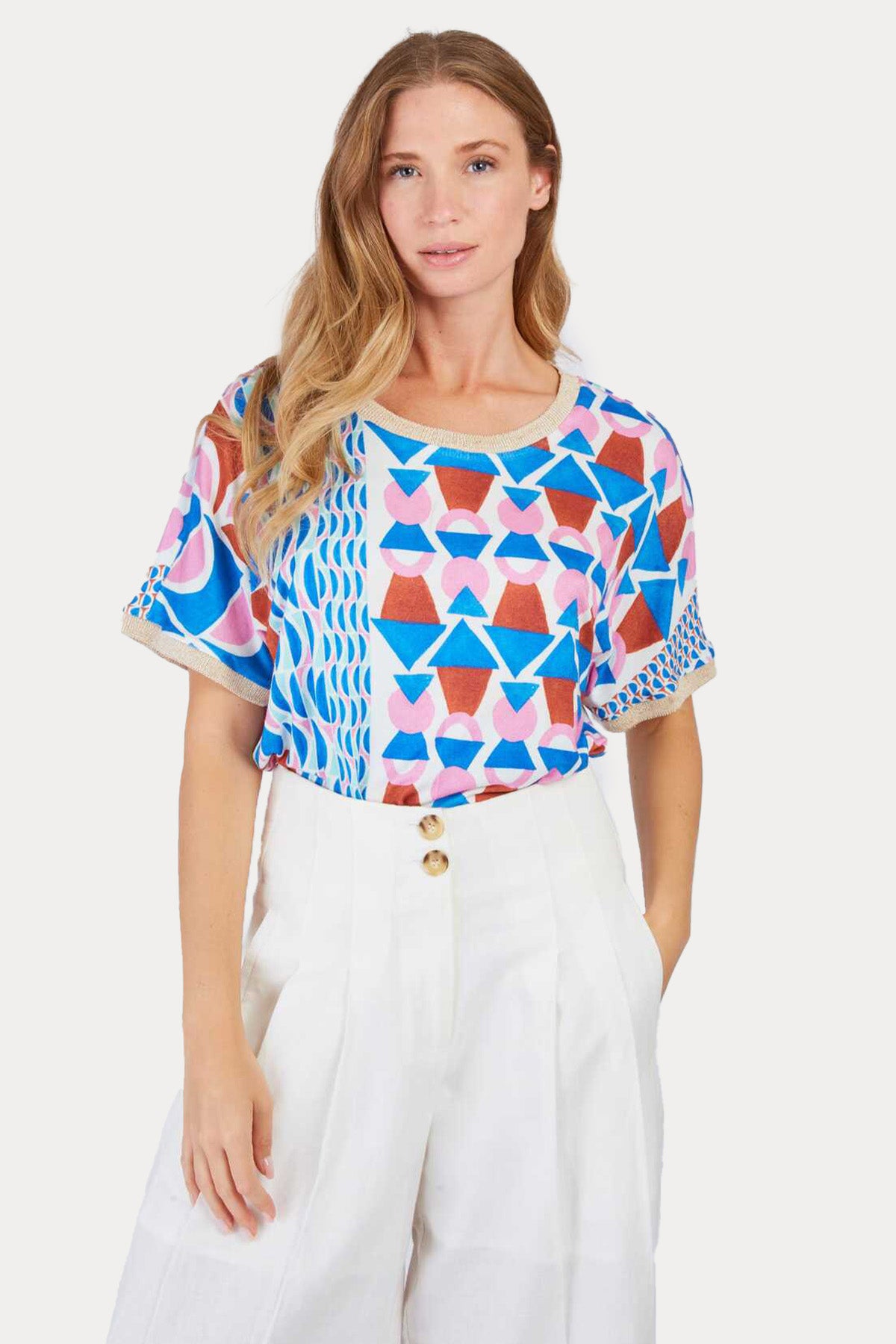 Rene Derhy Zamora Loose Fit Geometrik Desenli T-shirt