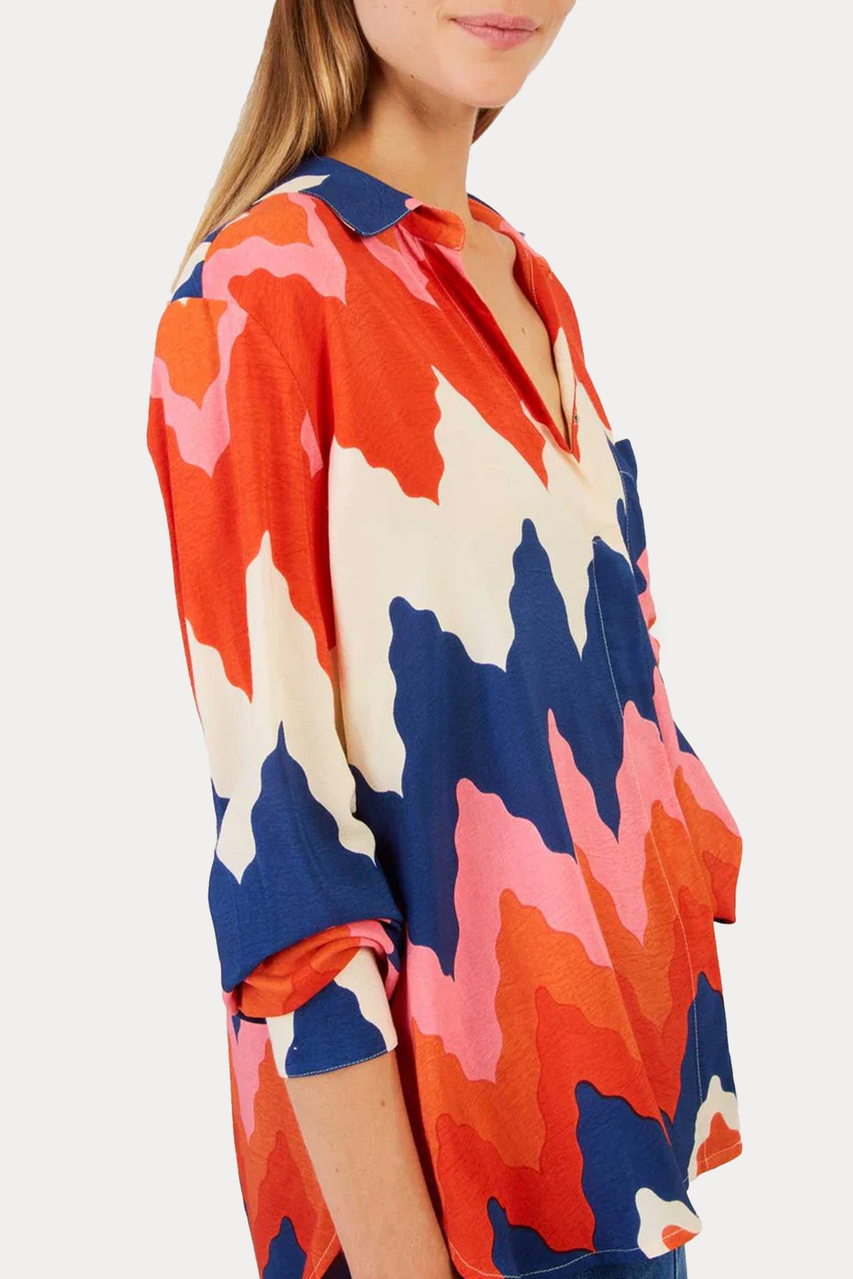 Rene Derhy Louise Classic Straight Fit Zikzak Renkli Desenli Gömlek