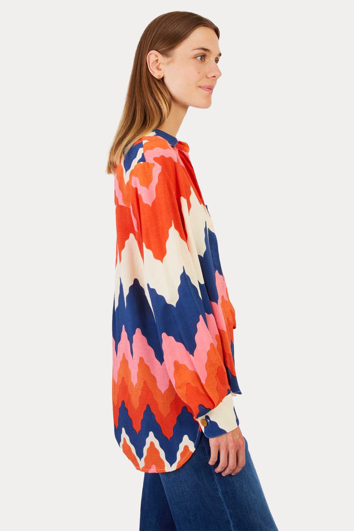 Rene Derhy Louise Classic Straight Fit Zikzak Renkli Desenli Gömlek