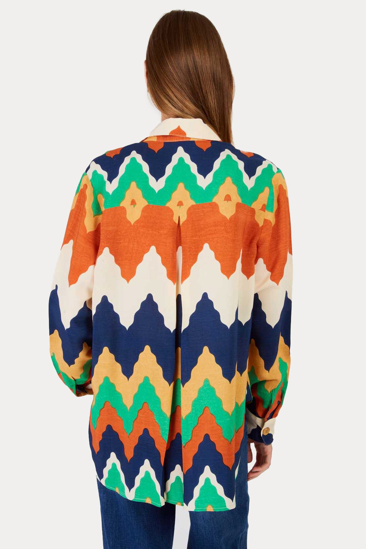 Rene Derhy Louise Classic Straight Fit Zikzak Renkli Desenli Gömlek