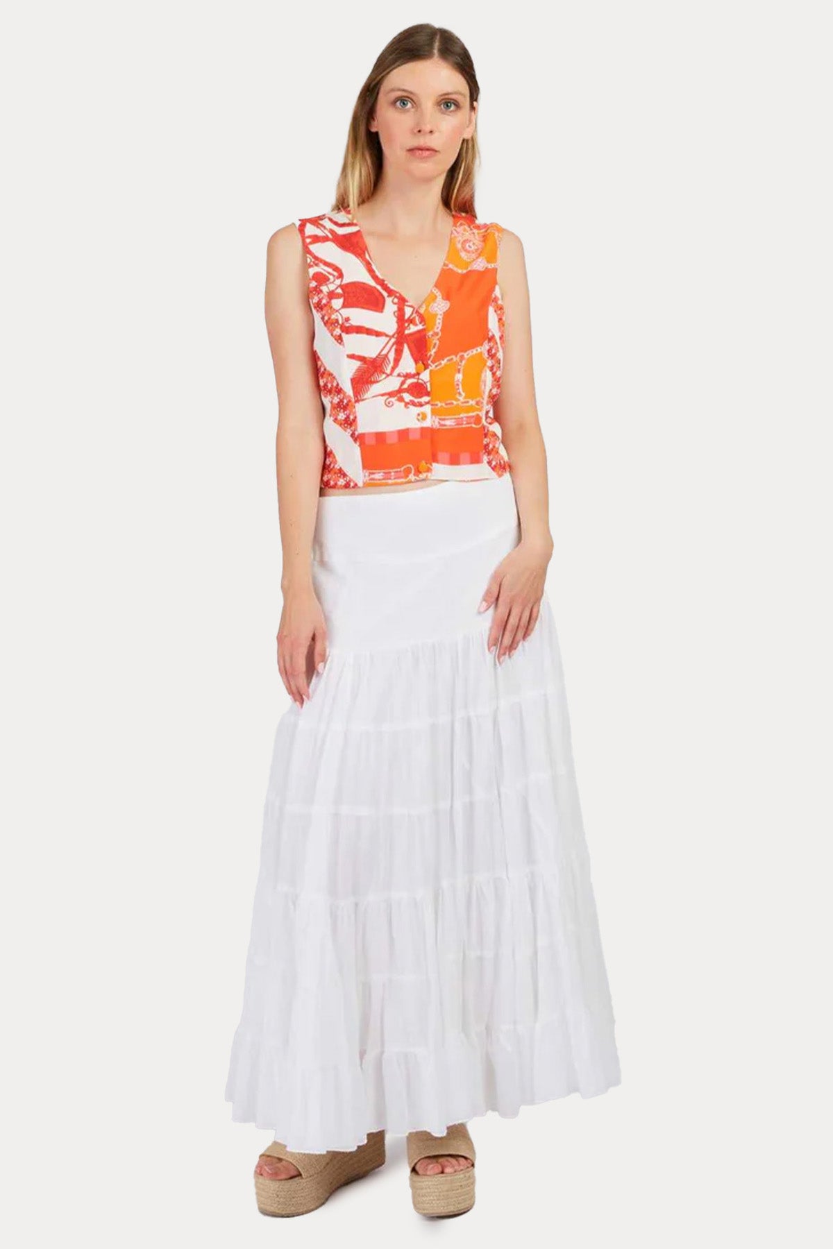 Rene Derhy Lucinda V Yaka Renkli Desenli Yelek