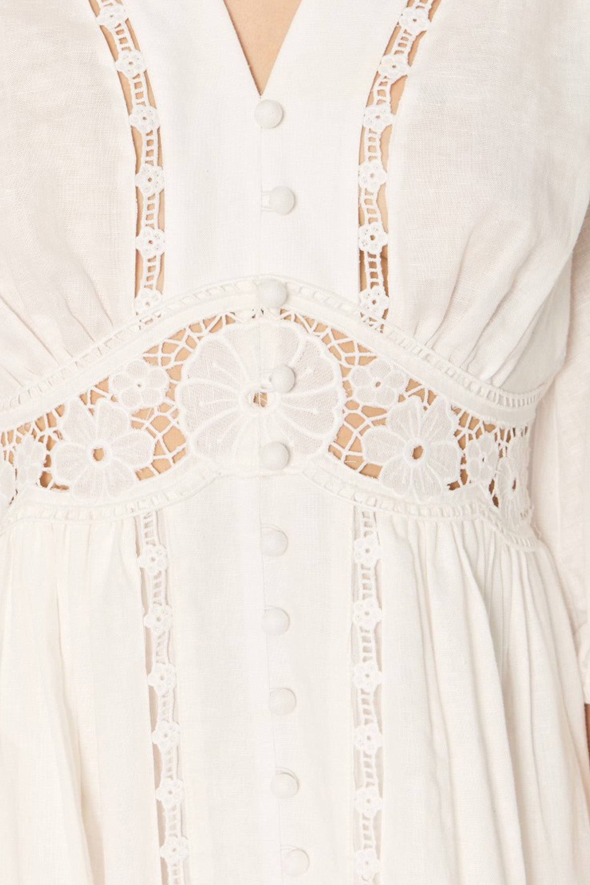 Berenice Roodie Dantel Nakışlı Mini Keten Elbise