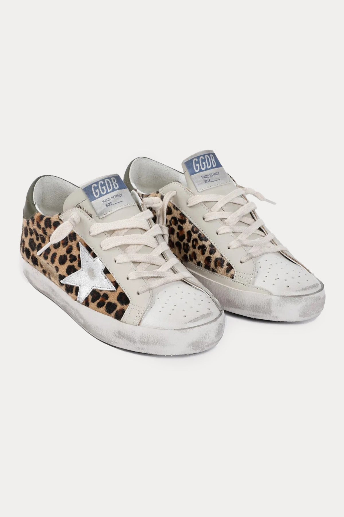 Golden Goose Super-Star Leopar Desenli Deri Sneaker Ayakkabı