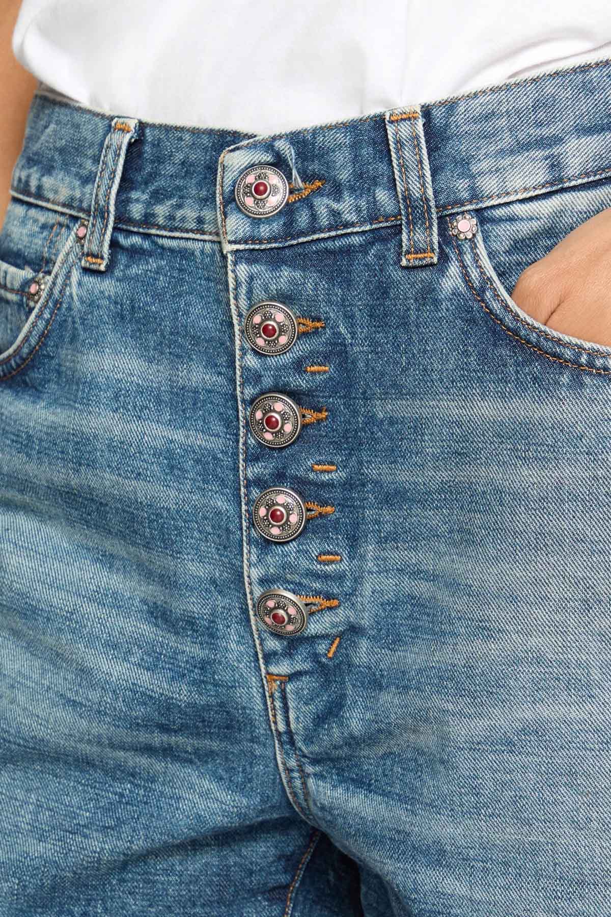 Dondup Stella Regular Fit Yüksek Bel Denim Şort