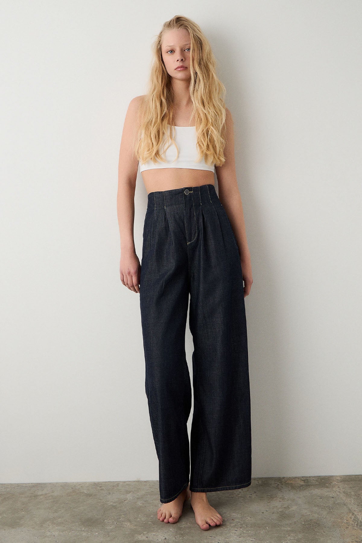 Bsb Relaxed Fit Çift Pileli Yandan Cepli Denim Pantolon-Pantolon-Libas