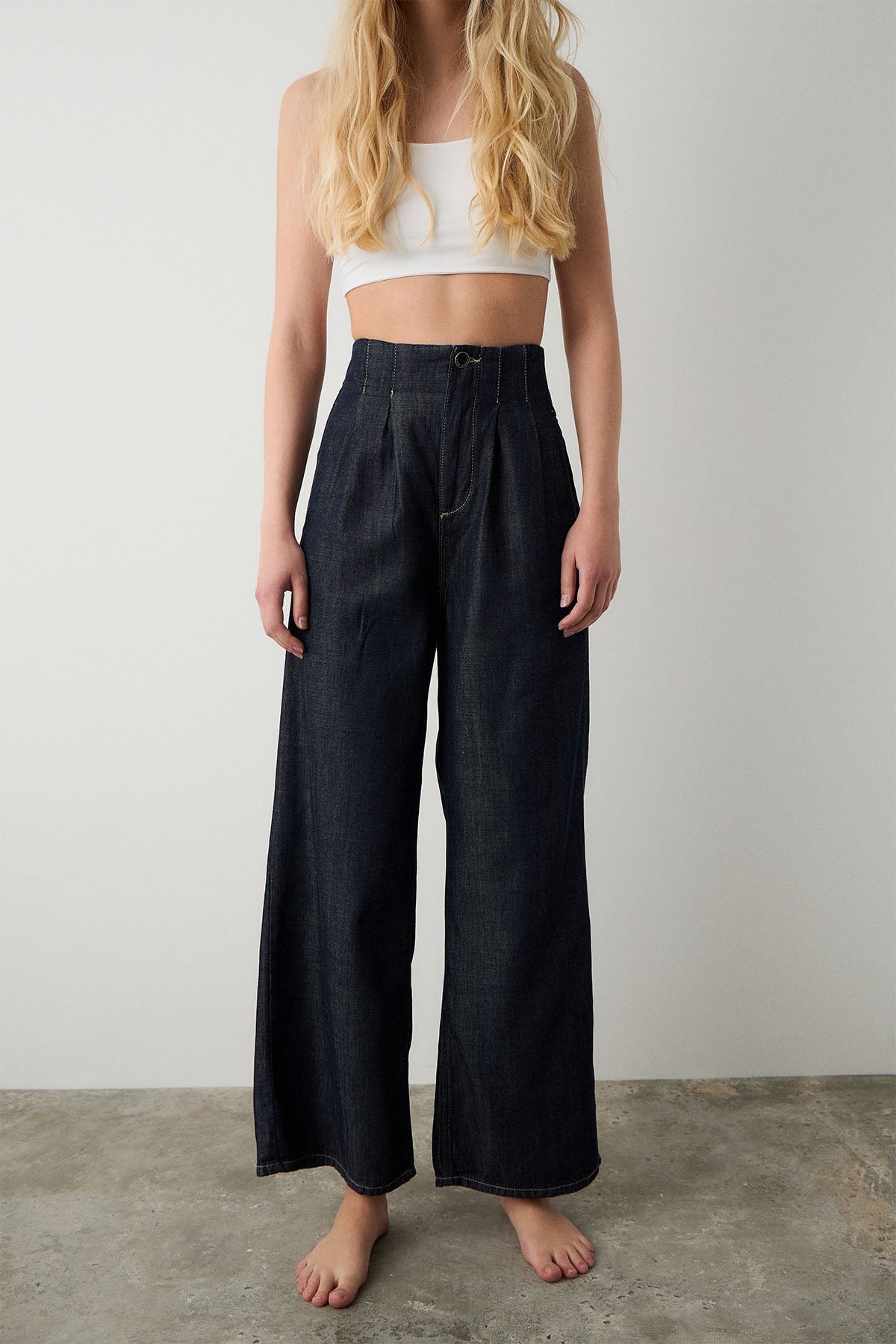 Bsb Relaxed Fit Çift Pileli Yandan Cepli Denim Pantolon-Pantolon-Libas