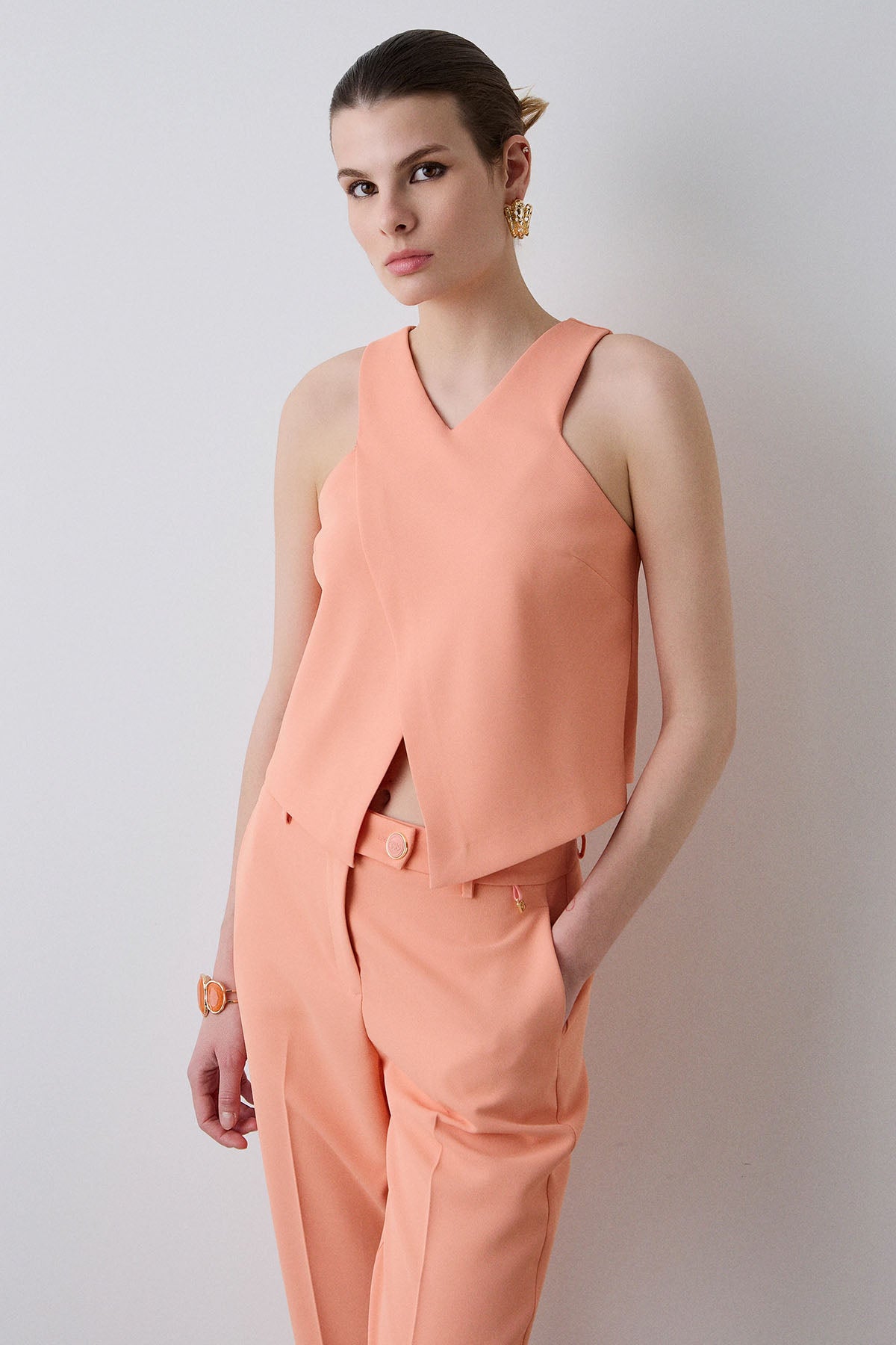 Bsb Regular Fit Çapraz Tasarım Crop Bluz