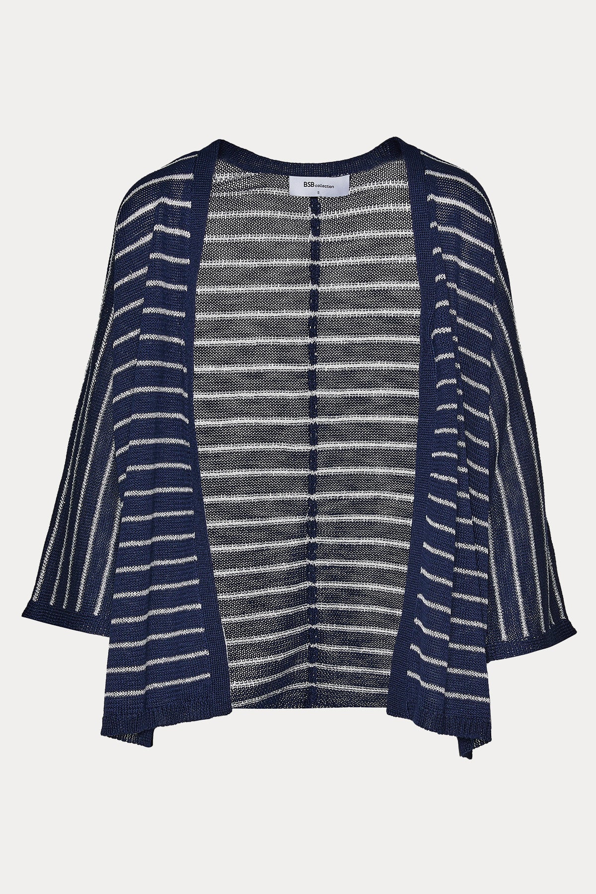 Bsb Regular Fit İnce Örgü Çizgili Triko Ceket