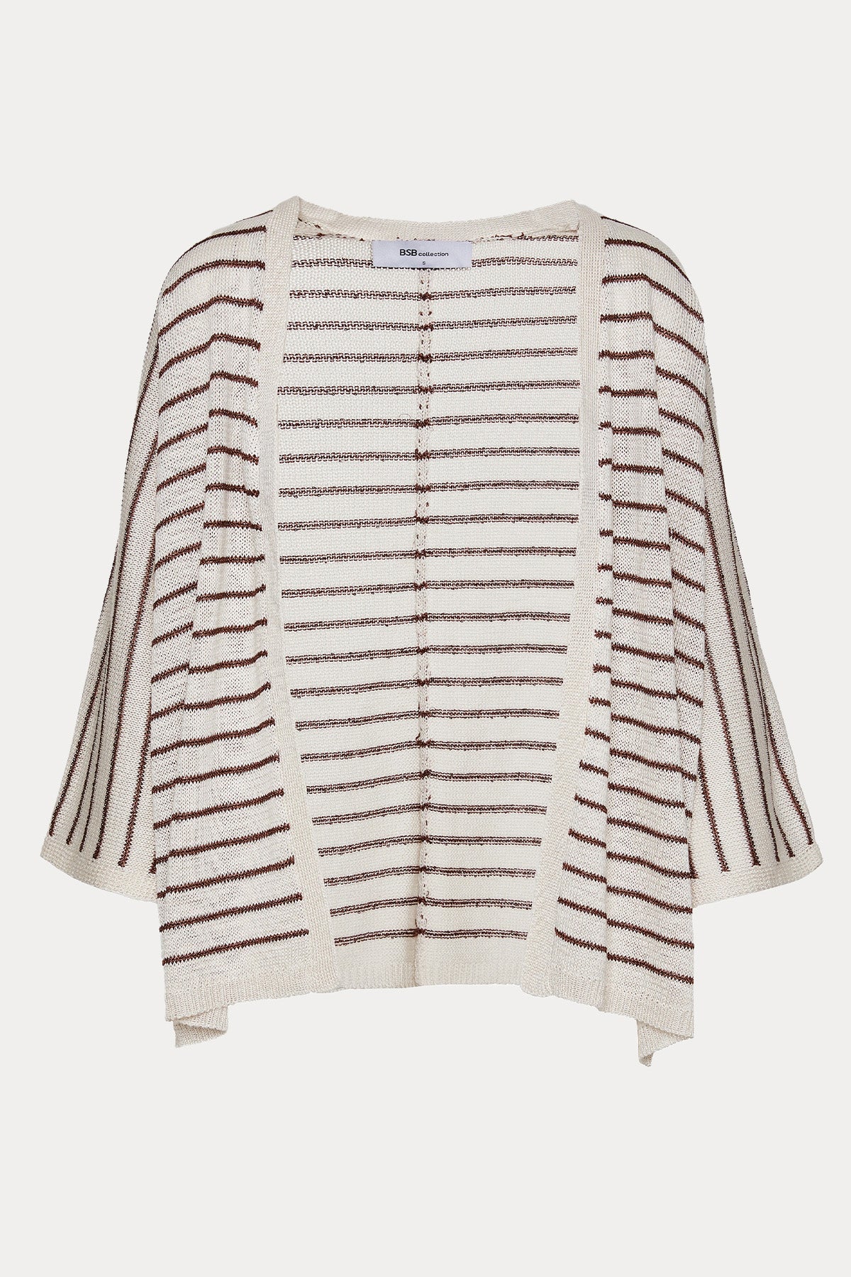 Bsb Regular Fit İnce Örgü Çizgili Triko Ceket