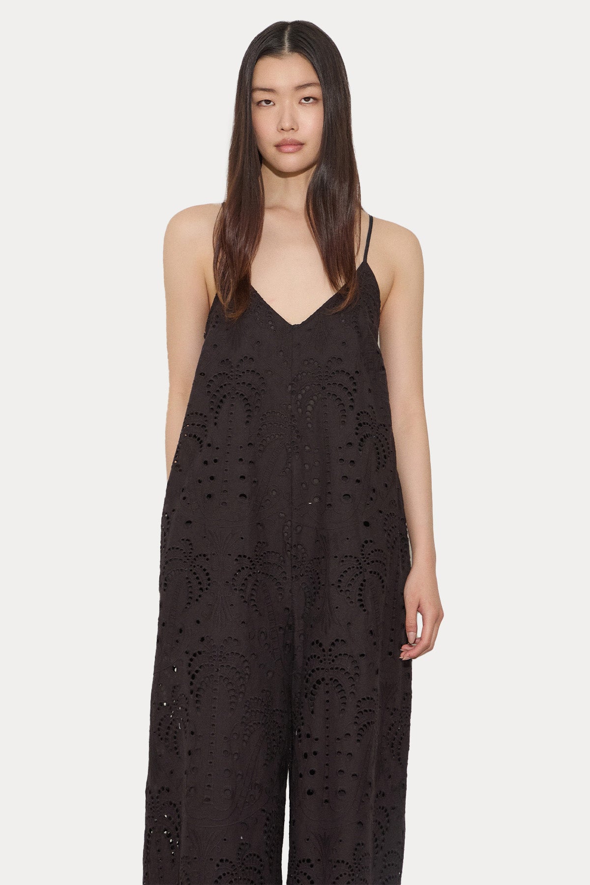 Bsb Regular Fit Lazer Kesim Dantel Nakış Kemerli Tulum