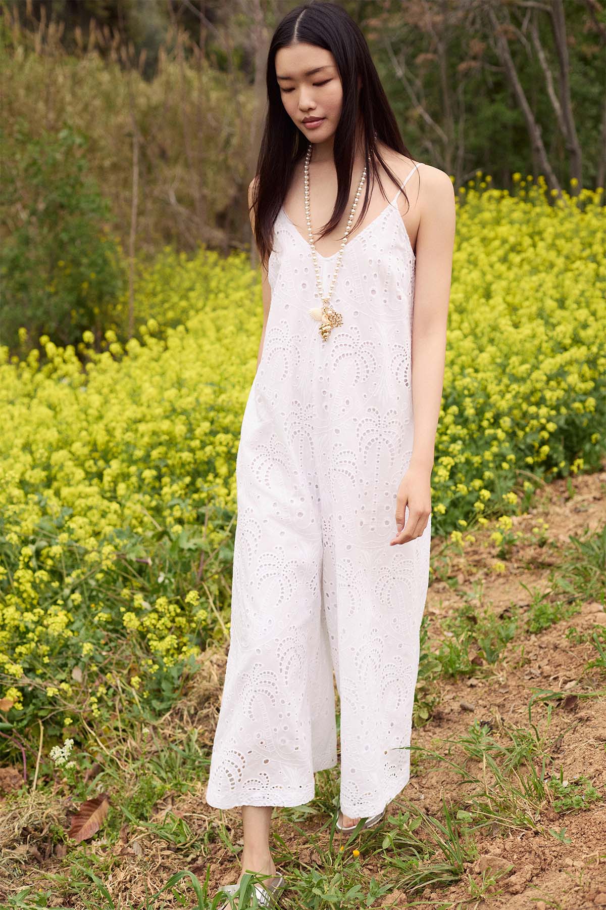 Bsb Regular Fit Lazer Kesim Dantel Nakış Kemerli Tulum