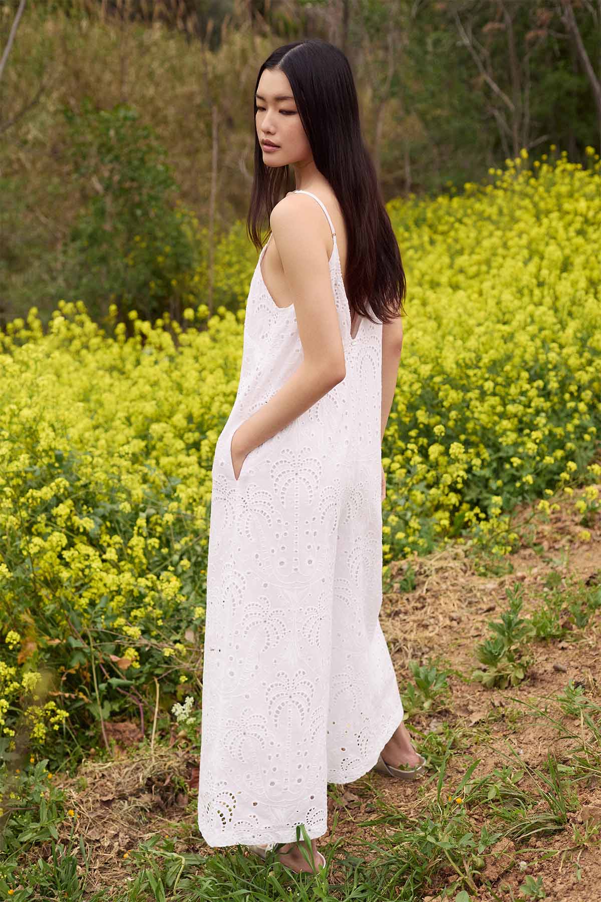 Bsb Regular Fit Lazer Kesim Dantel Nakış Kemerli Tulum