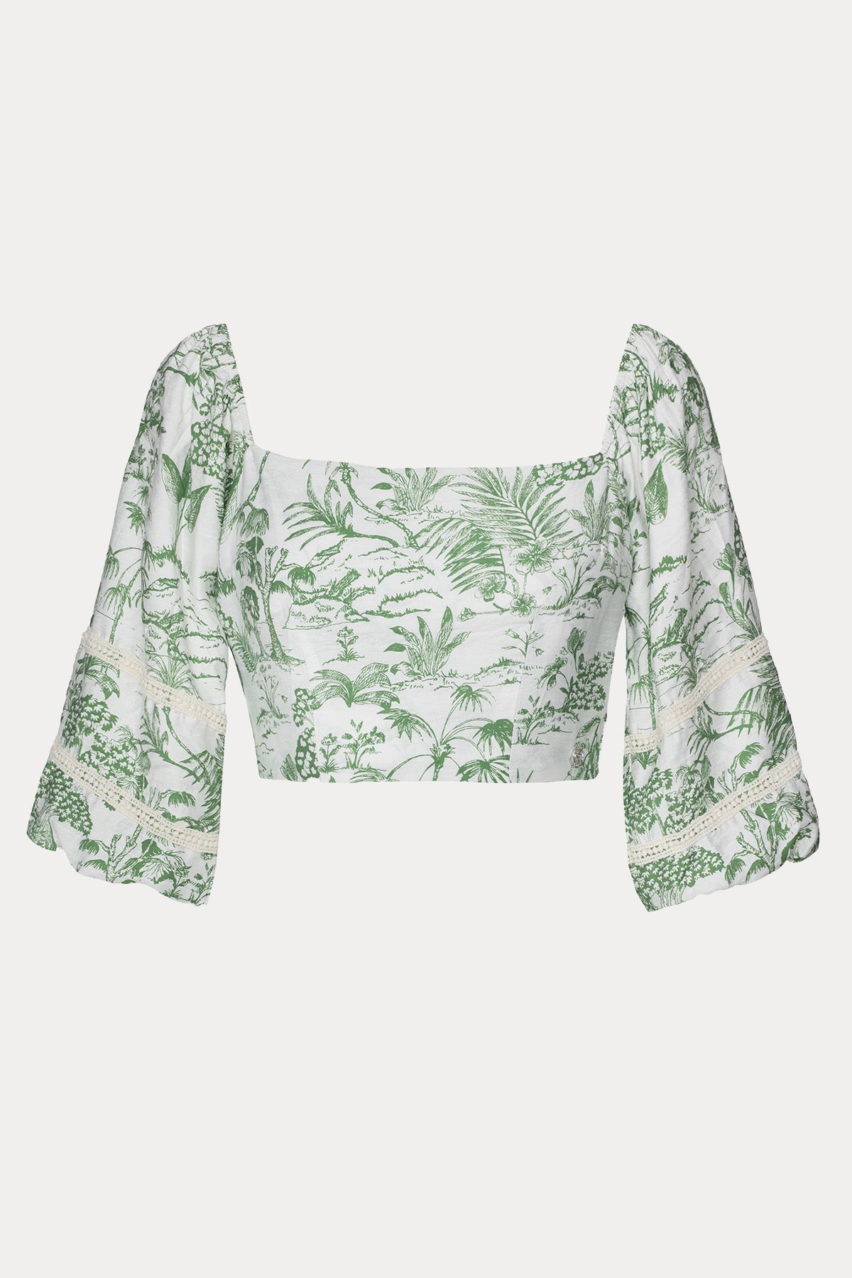 Bsb Straplez Yaka Desenli Crop Bluz