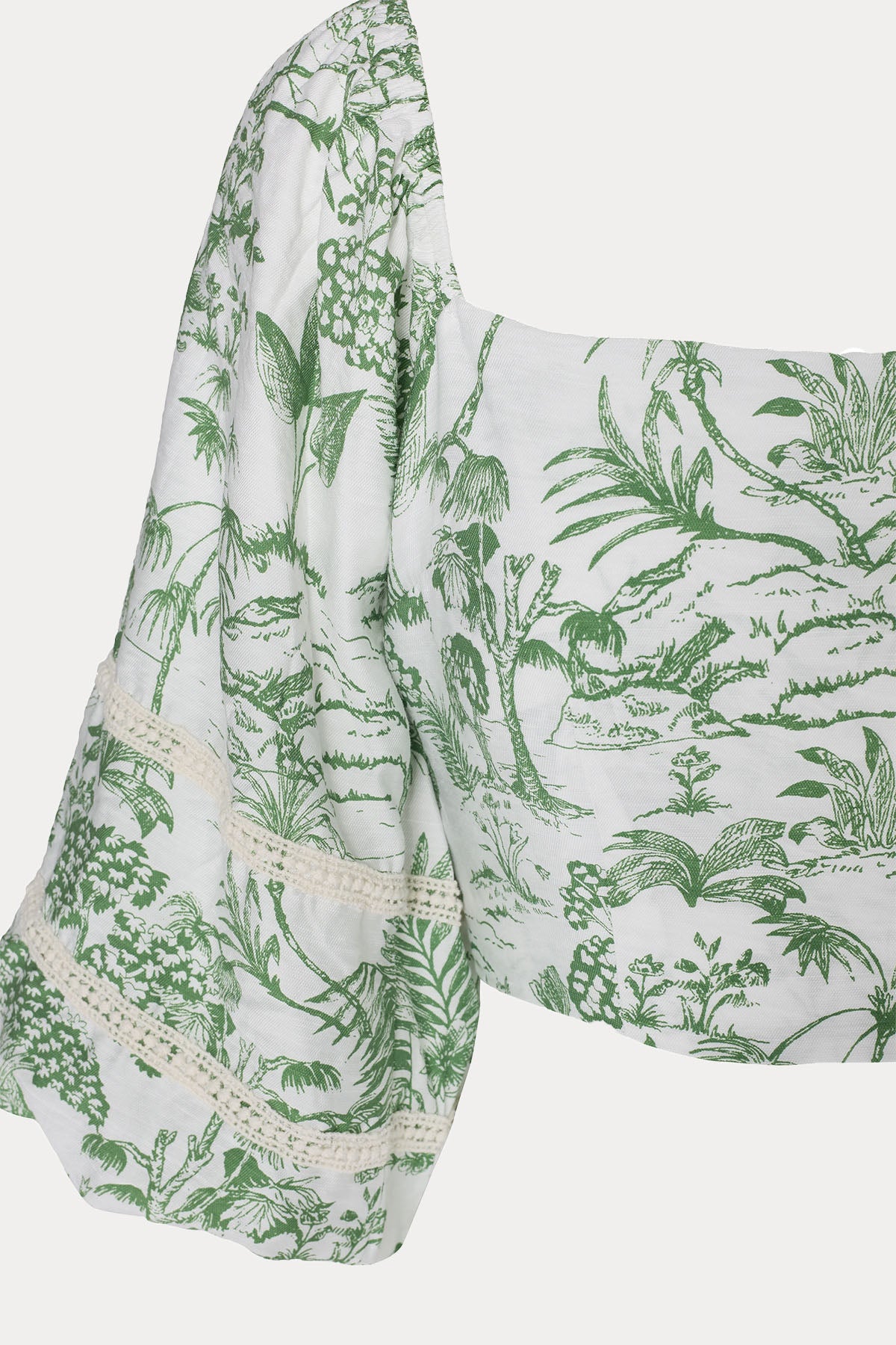 Bsb Straplez Yaka Desenli Crop Bluz