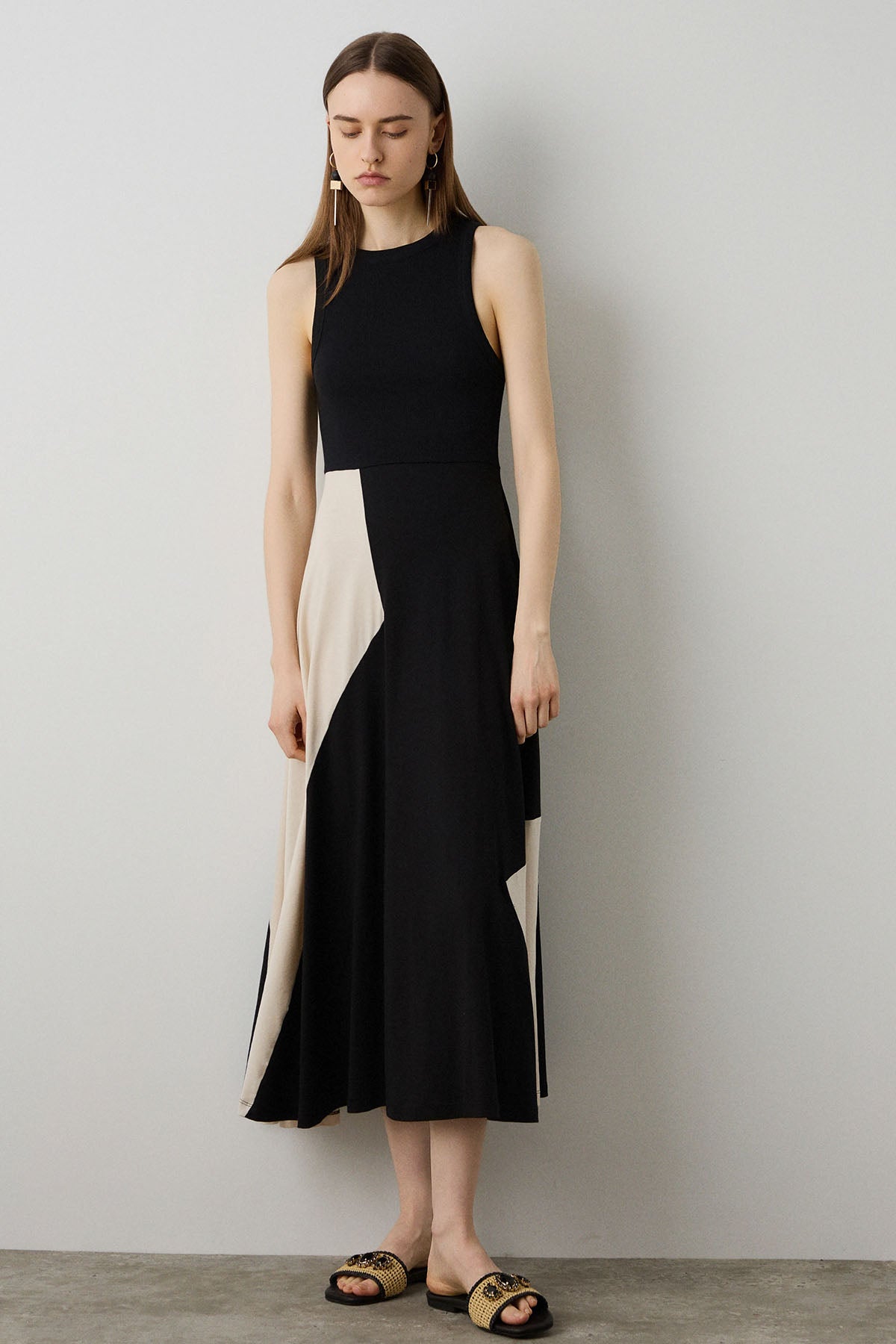 Bsb Regular Fit Yuvarlak Yaka Maxi Elbise-Elbise-Libas