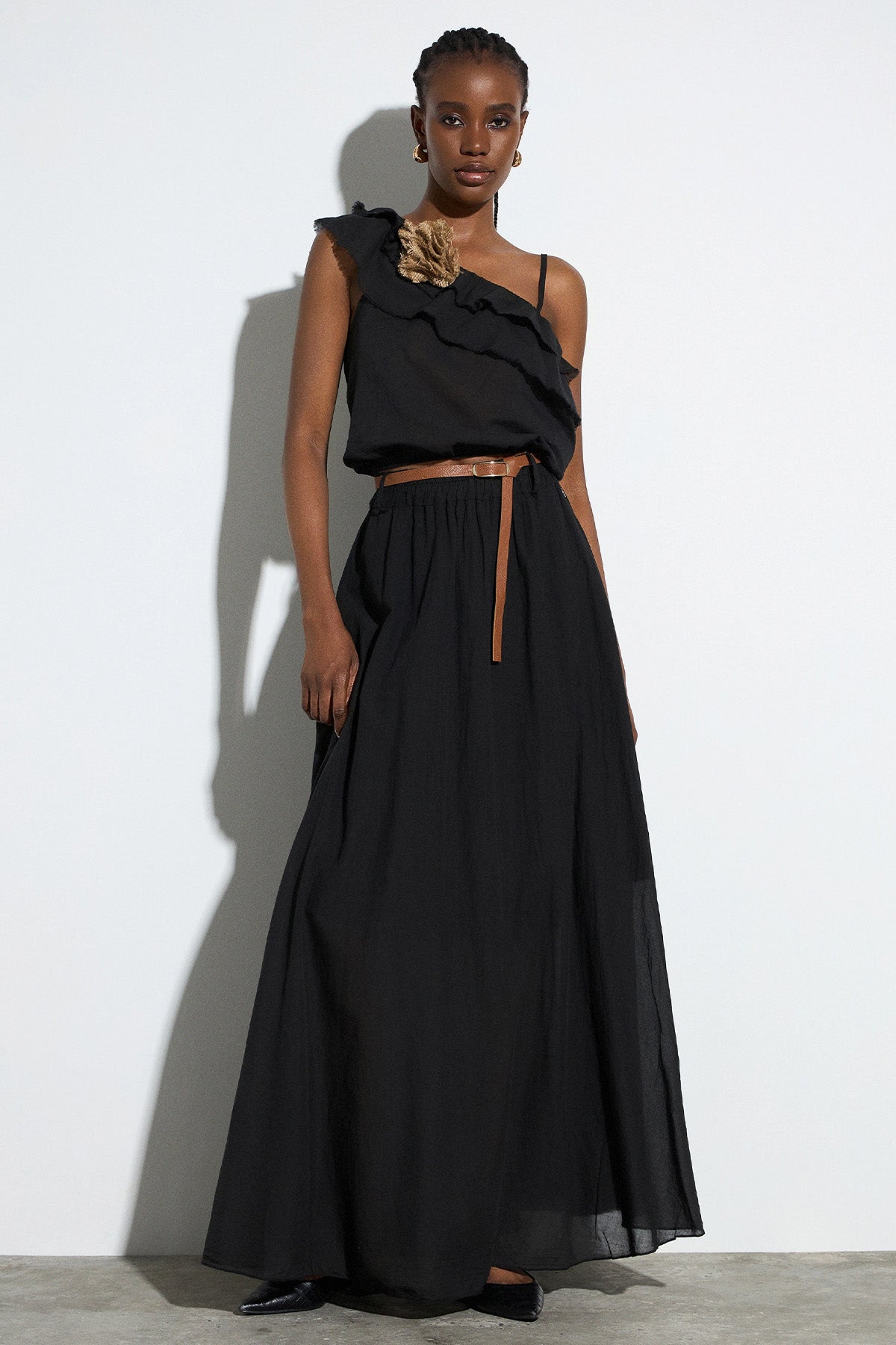 Bsb Regular Fit Beli Lastikli Kemerli Maxi Etek